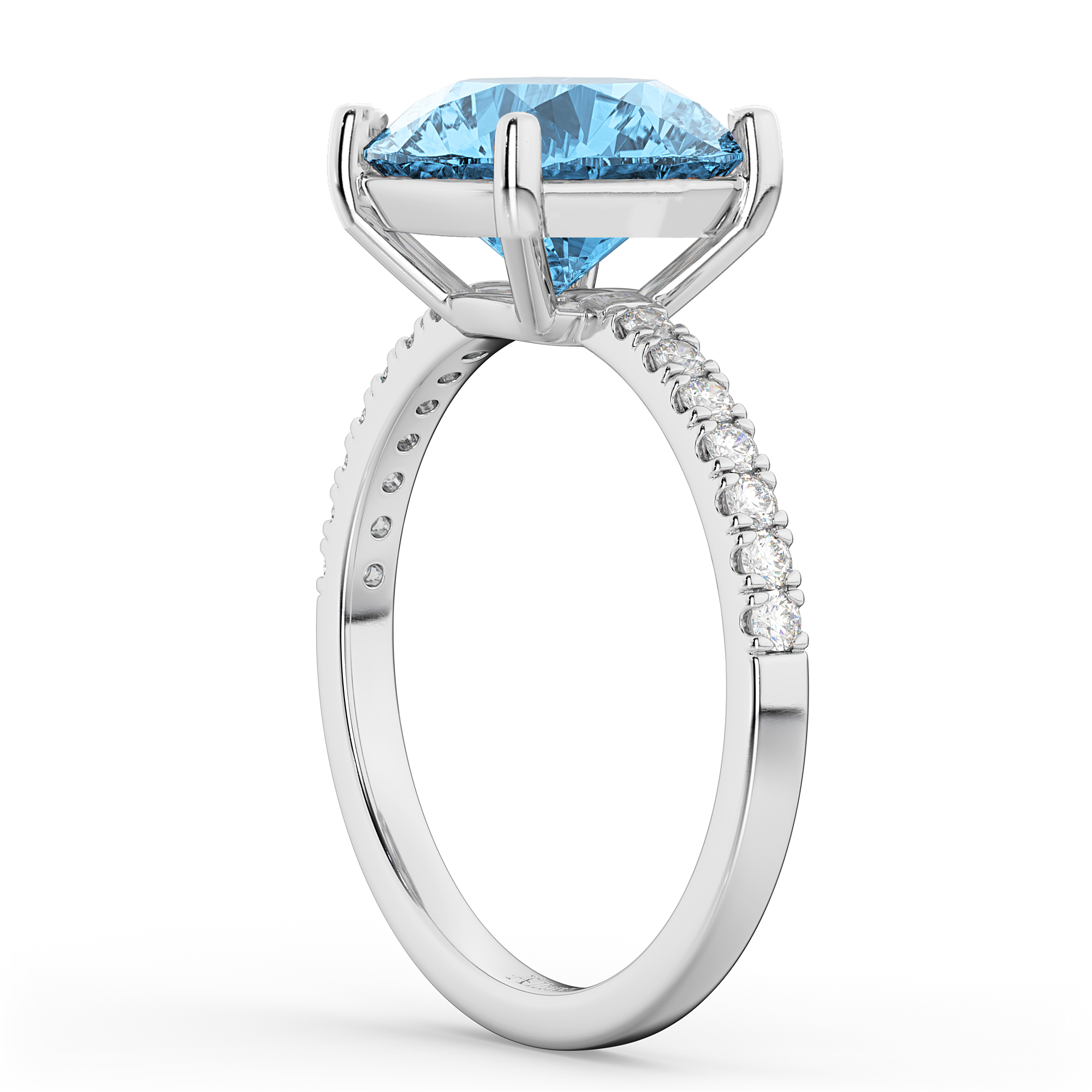 Blue Topaz & Diamond Engagement Ring 14K White Gold 2.71ct