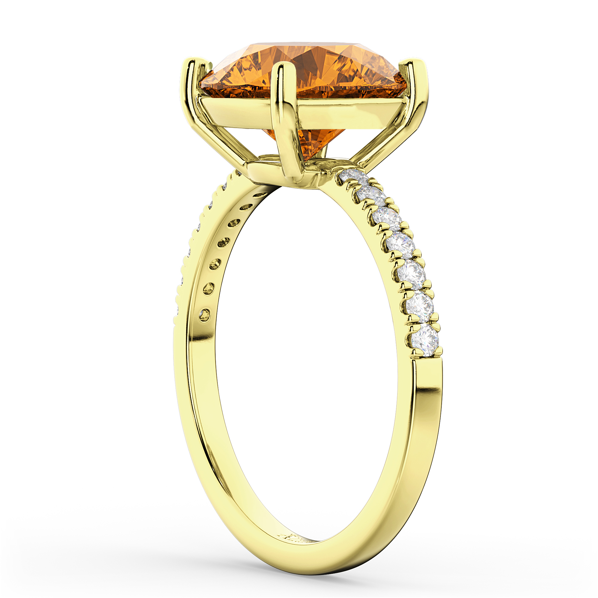 Citrine & Diamond Engagement Ring 14K Yellow Gold 2.01ct