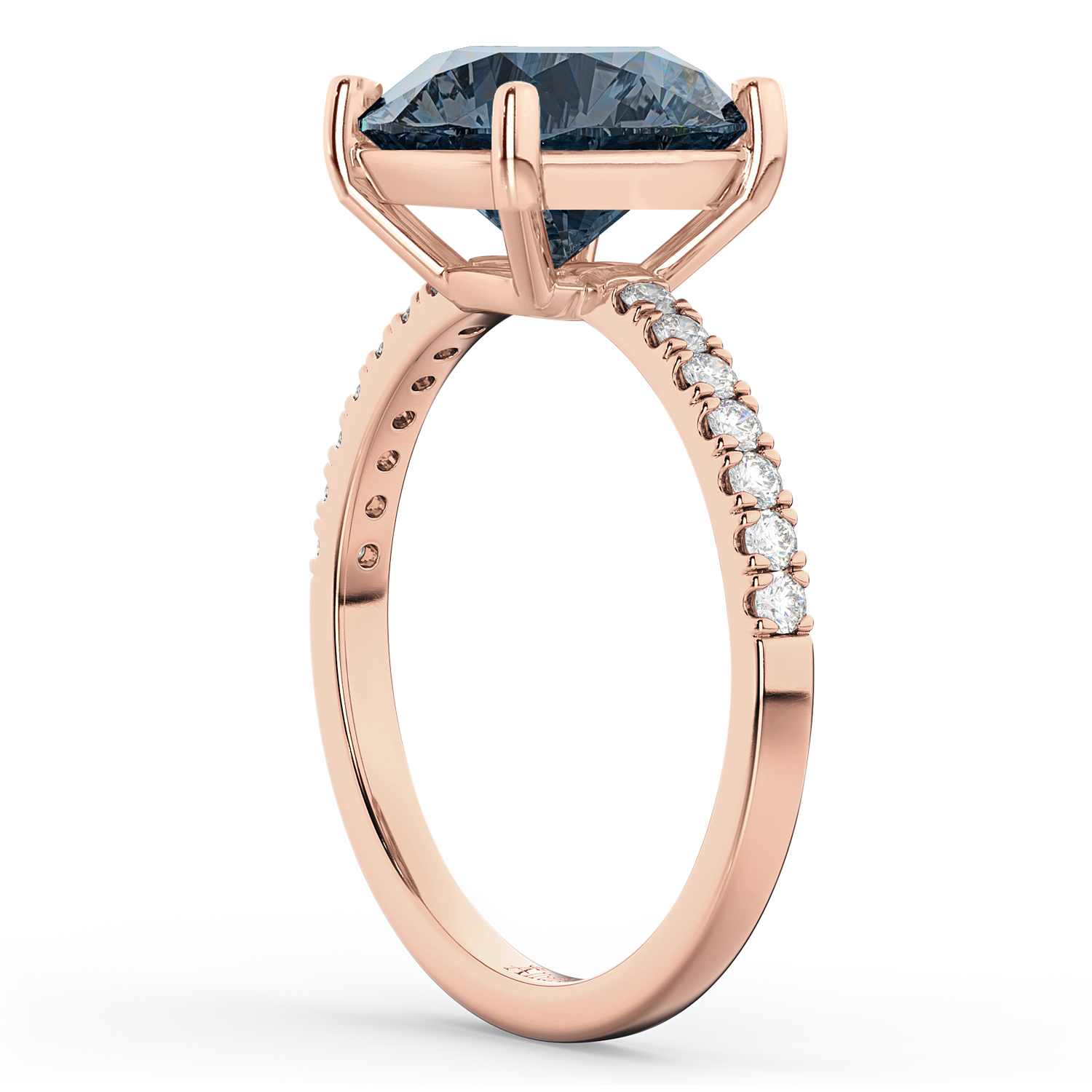 Gray Spinel & Diamond Engagement Ring 18K Rose Gold 2.01ct