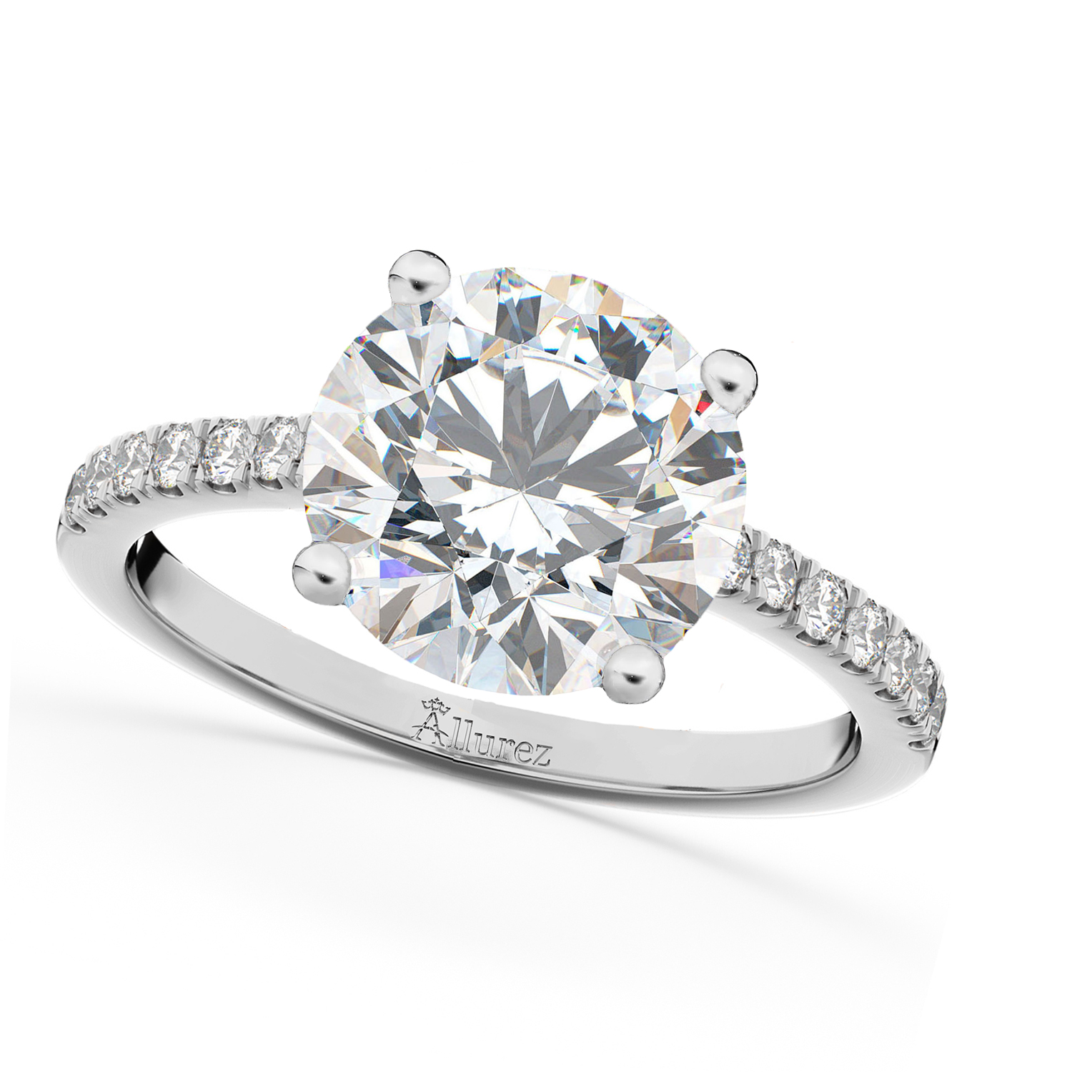 Round Lab Grown Diamond Engagement Ring Palladium (2.21ct)