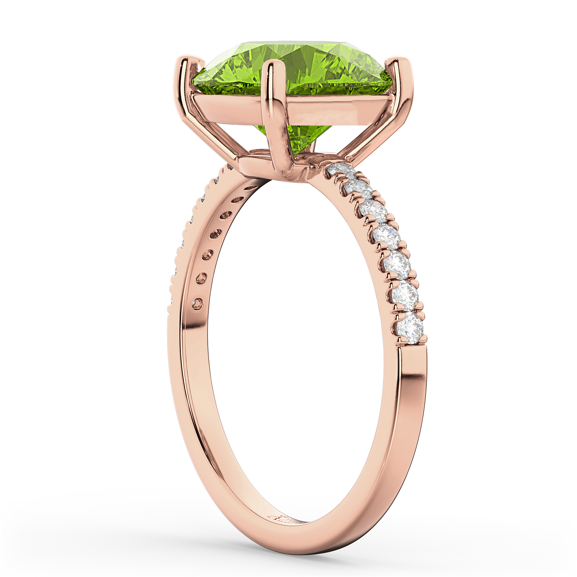 Peridot & Diamond Engagement Ring 18K Rose Gold 2.21ct