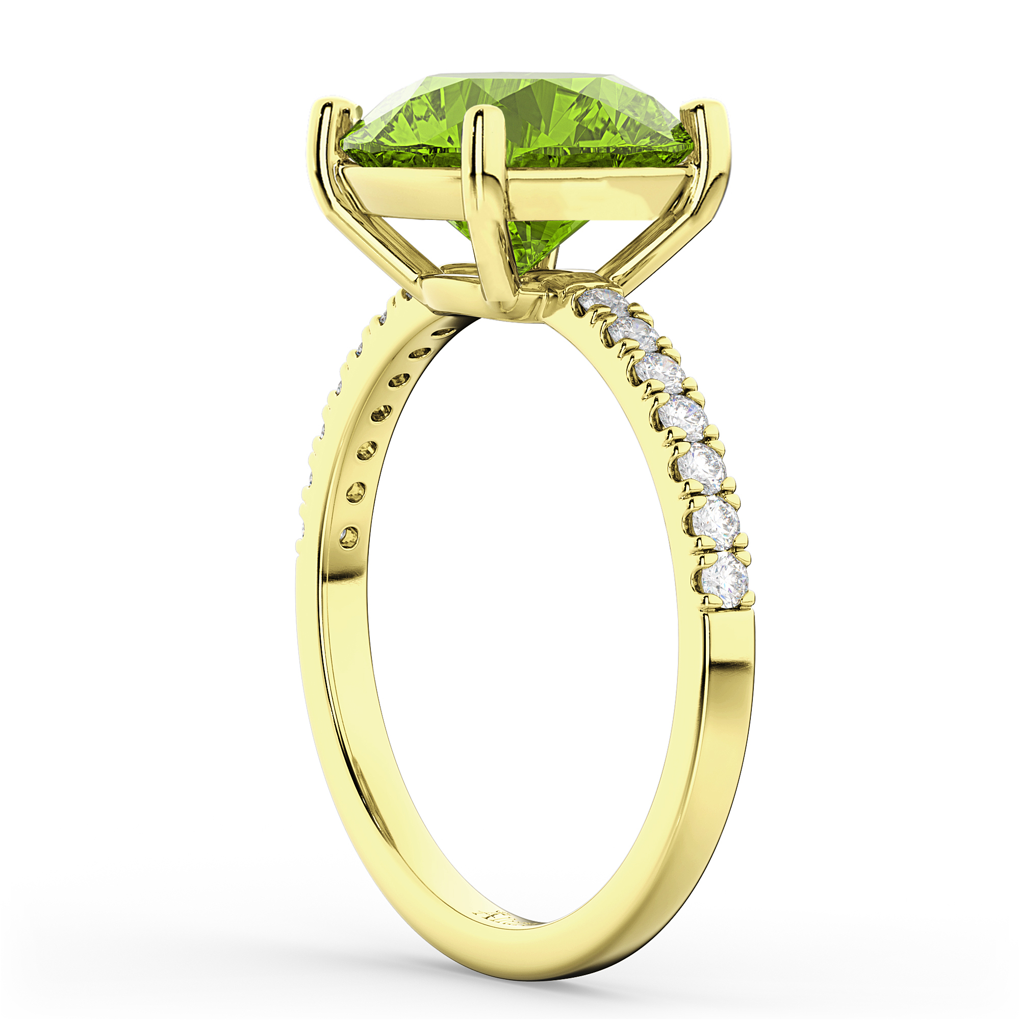 Peridot & Diamond Engagement Ring 18K Yellow Gold 2.21ct