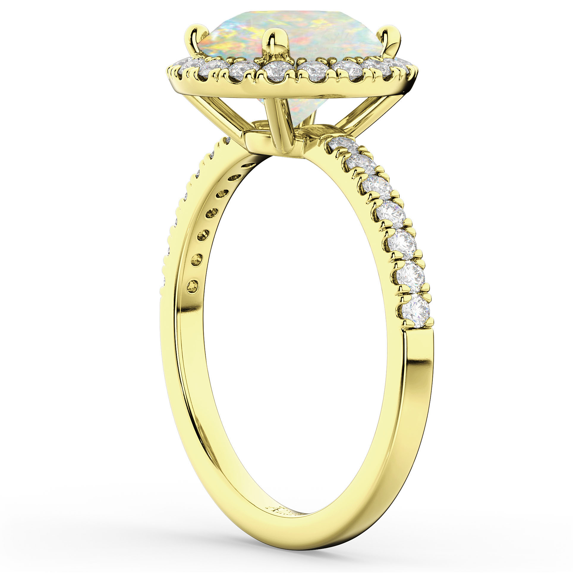 Halo Opal & Diamond Engagement Ring 14K Yellow Gold 1.80ct