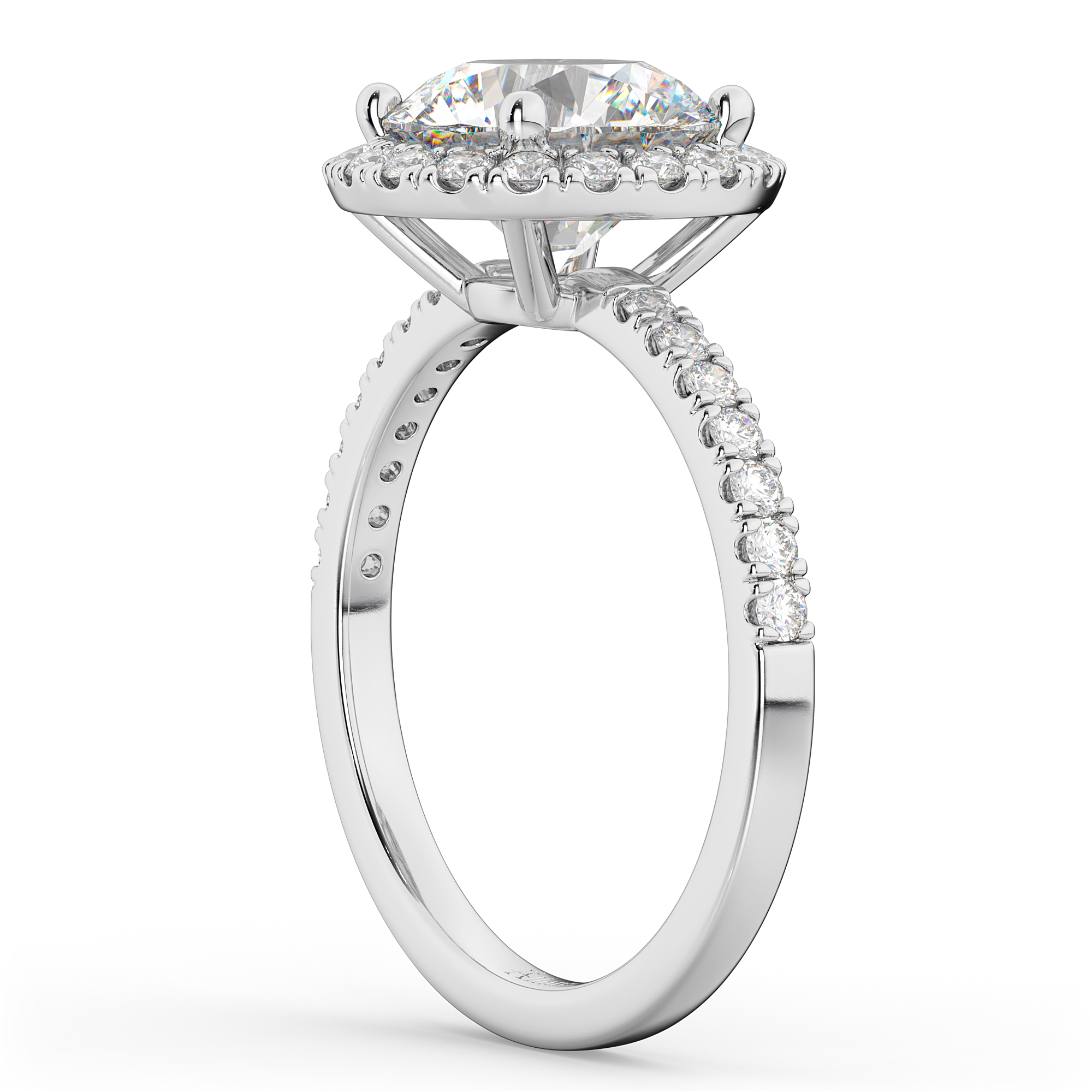 Round Halo Diamond Engagement Ring Palladium (2.50ct)