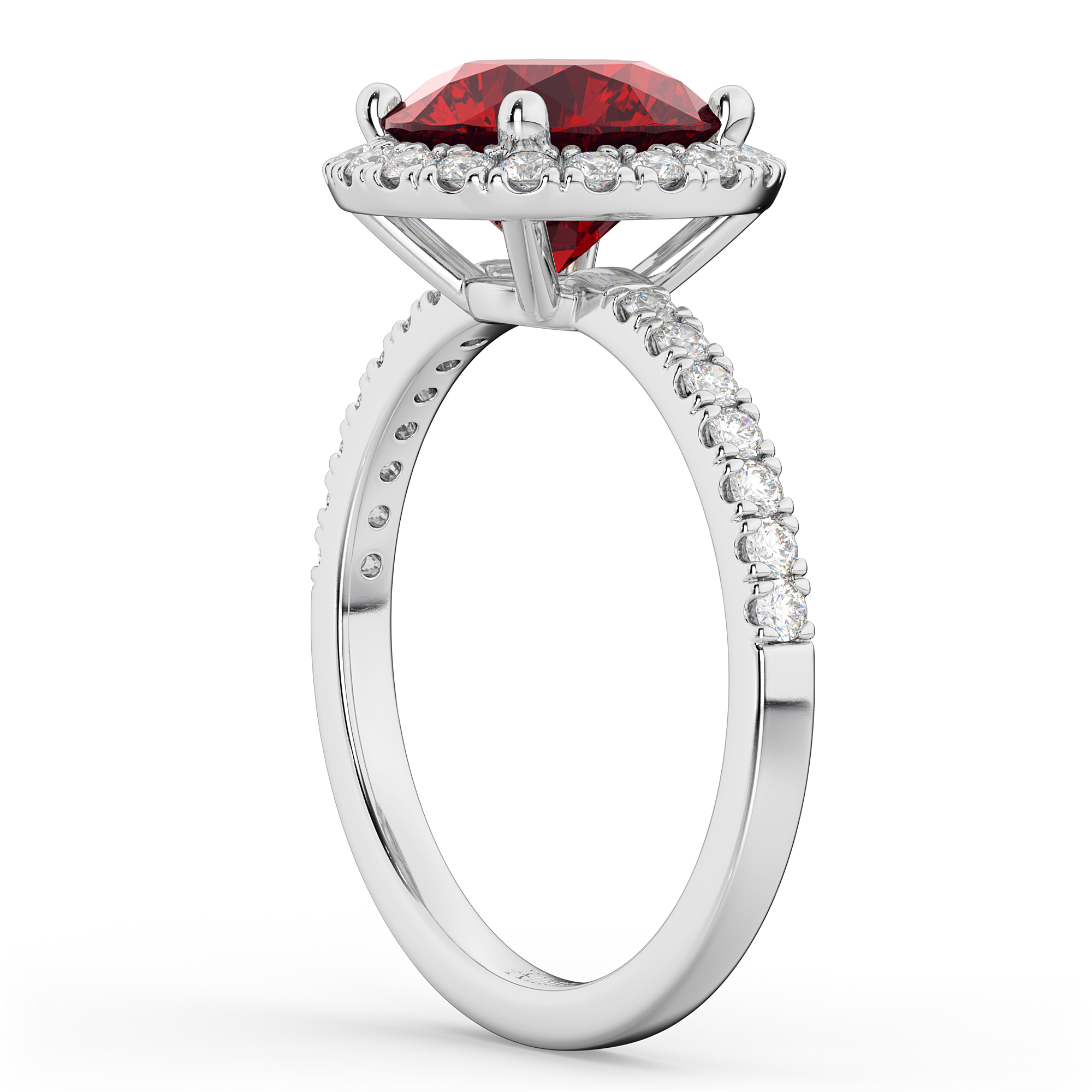 Halo Ruby & Diamond Engagement Ring Platinum 2.80ct