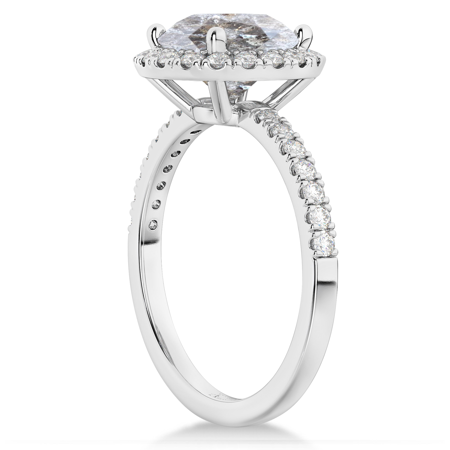 Halo Salt & Pepper & White Diamond Engagement Ring Platinum (2.50ct)