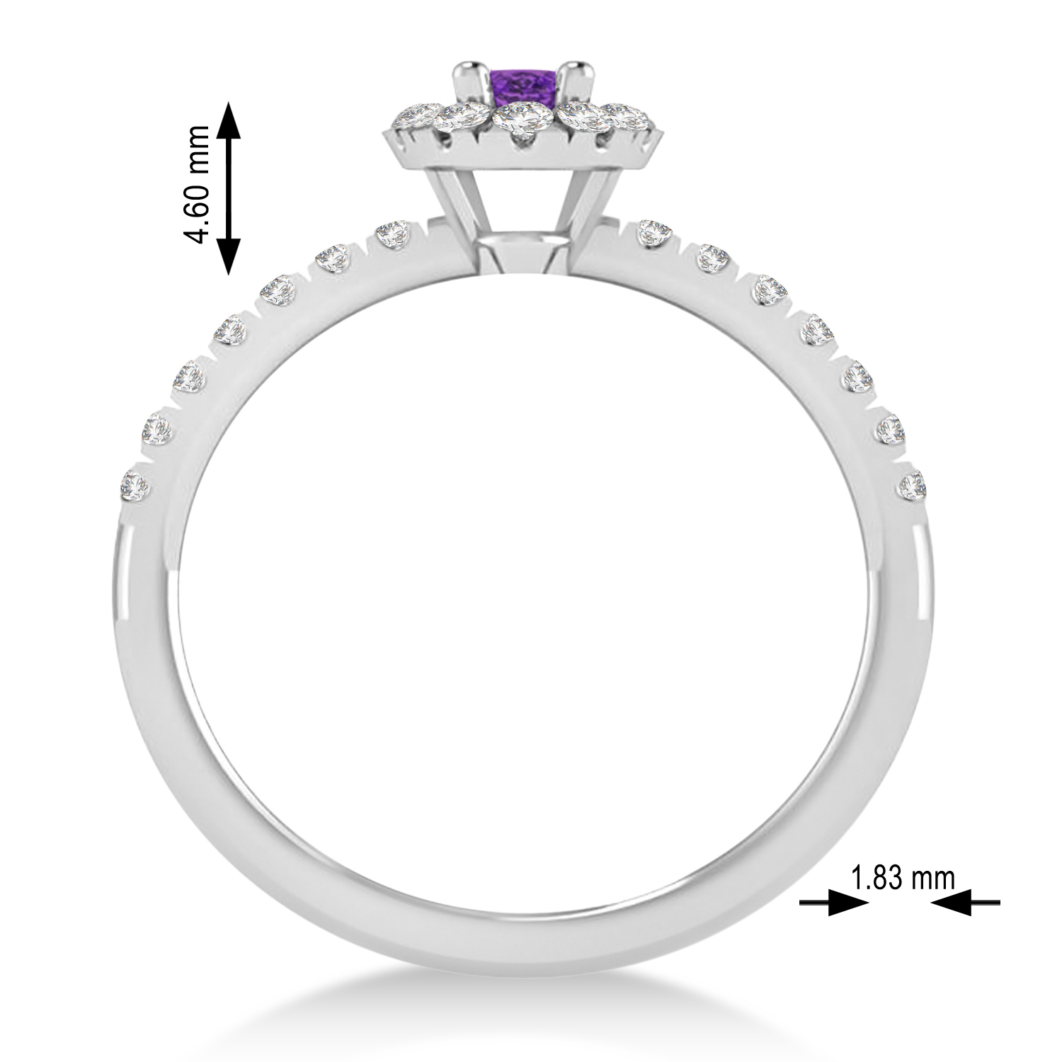 Oval Amethyst & Diamond Halo Engagement Ring 14k White Gold (0.60ct)