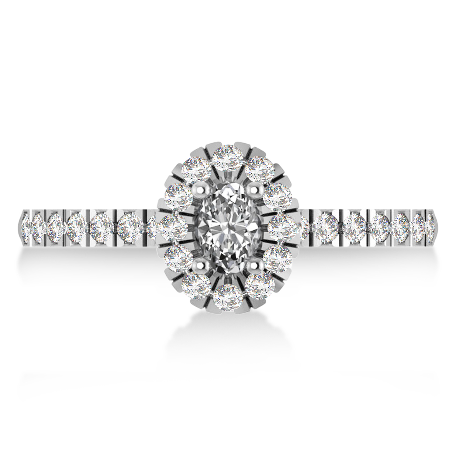 Oval Lab Grown Diamond Halo Engagement Ring 14k White Gold (0.60ct)