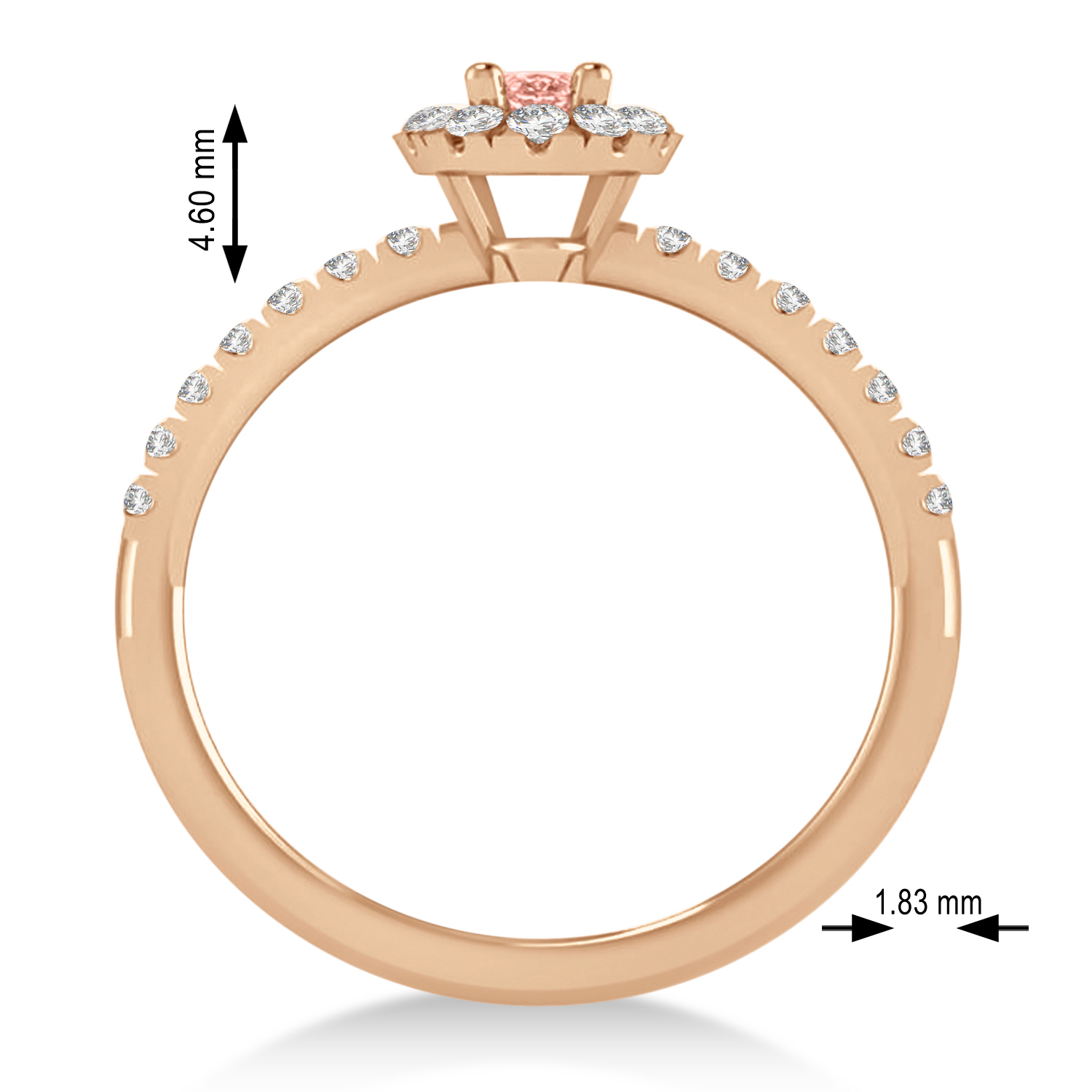 Oval Morganite & Diamond Halo Engagement Ring 14k Rose Gold (0.60ct)
