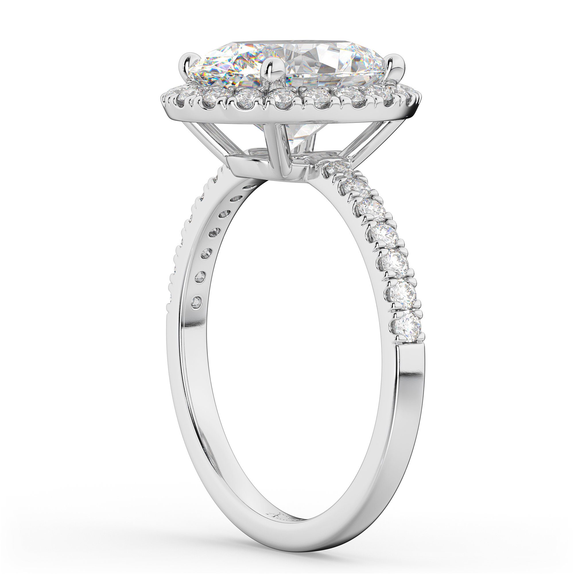 Oval Cut Halo Diamond Engagement Ring 14K White Gold (3.51ct)