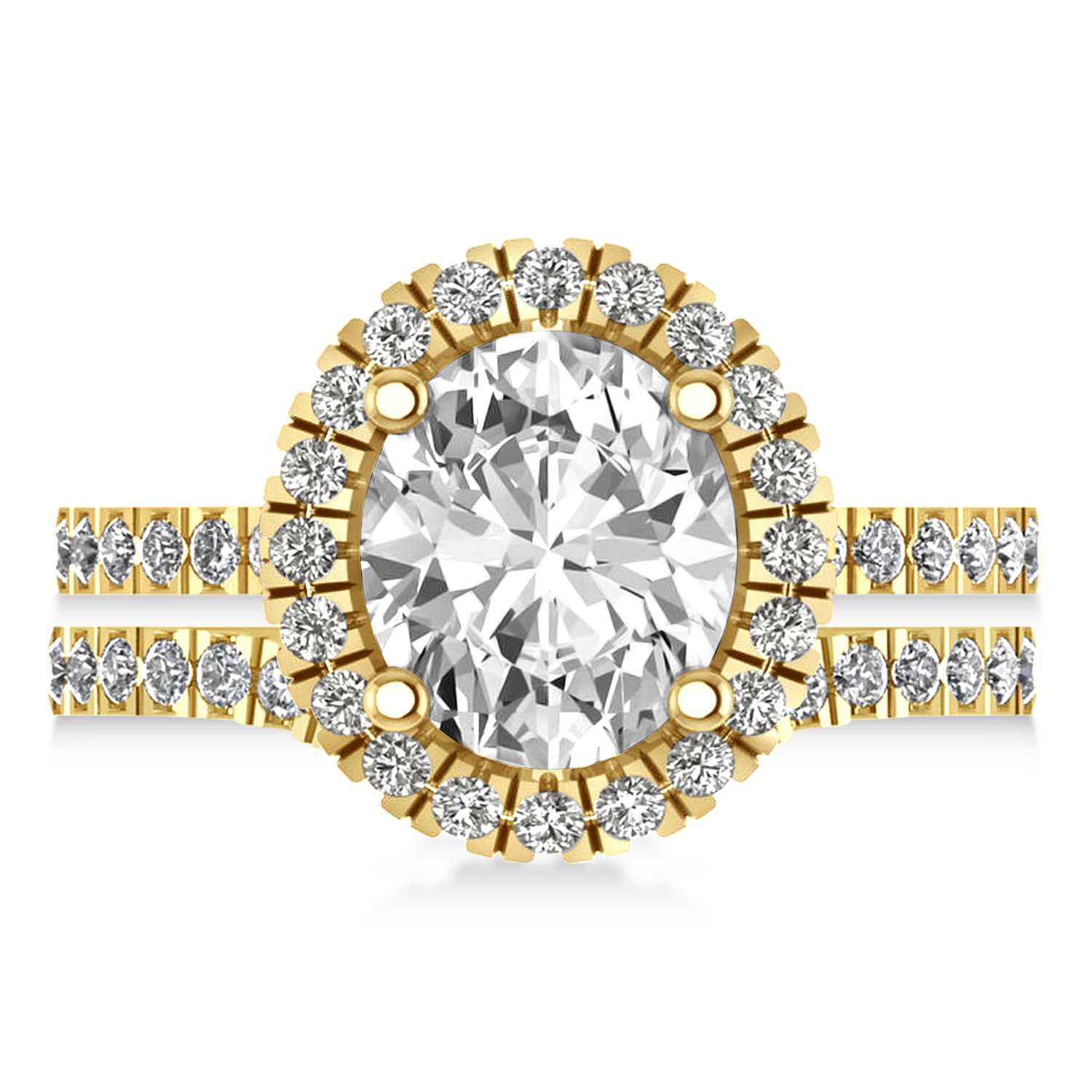Diamond Oval-Cut Halo Bridal Set 14k Yellow Gold (3.78ct)