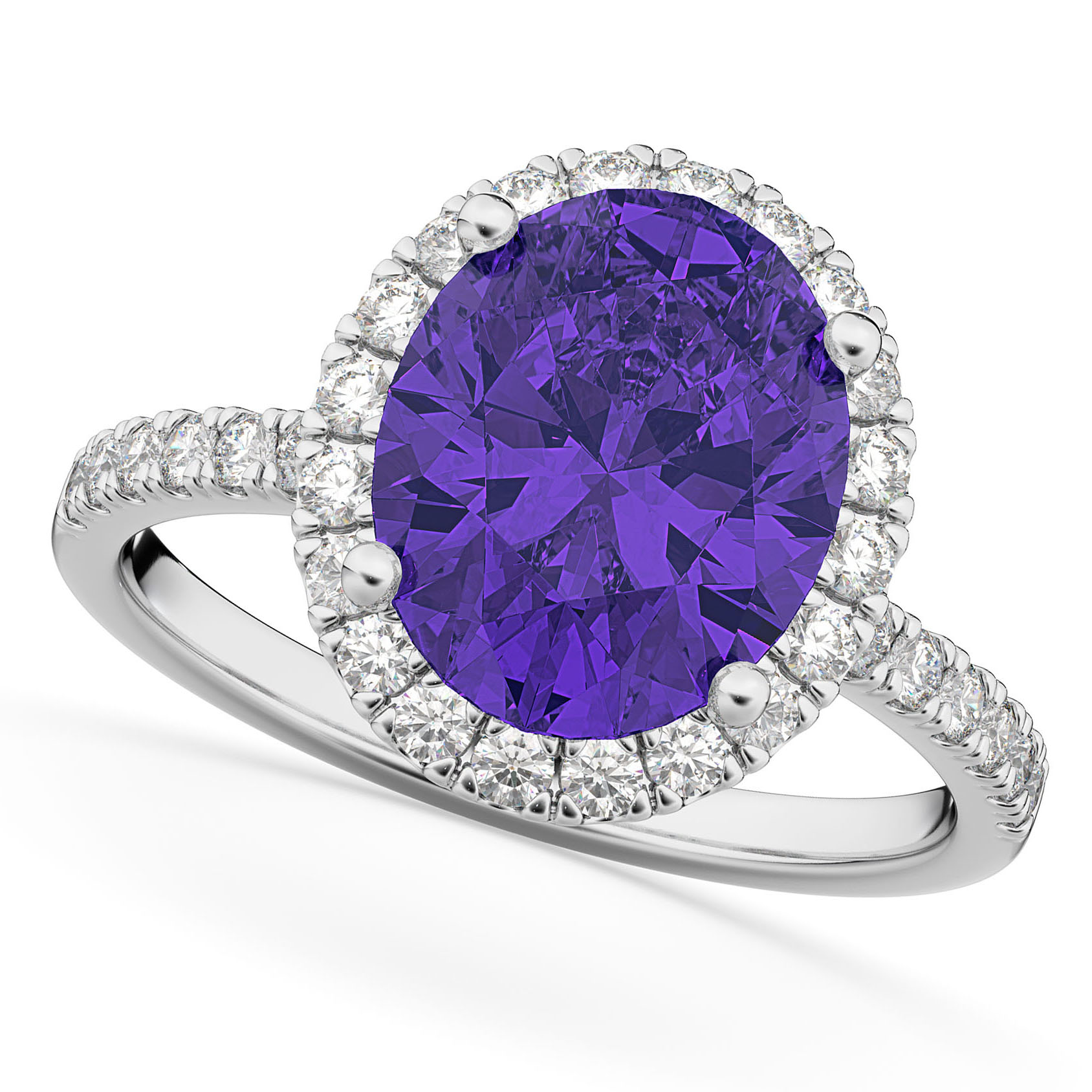 Tanzanite & Diamonds Oval-Cut Halo Bridal Set 14K White Gold (3.93ct)