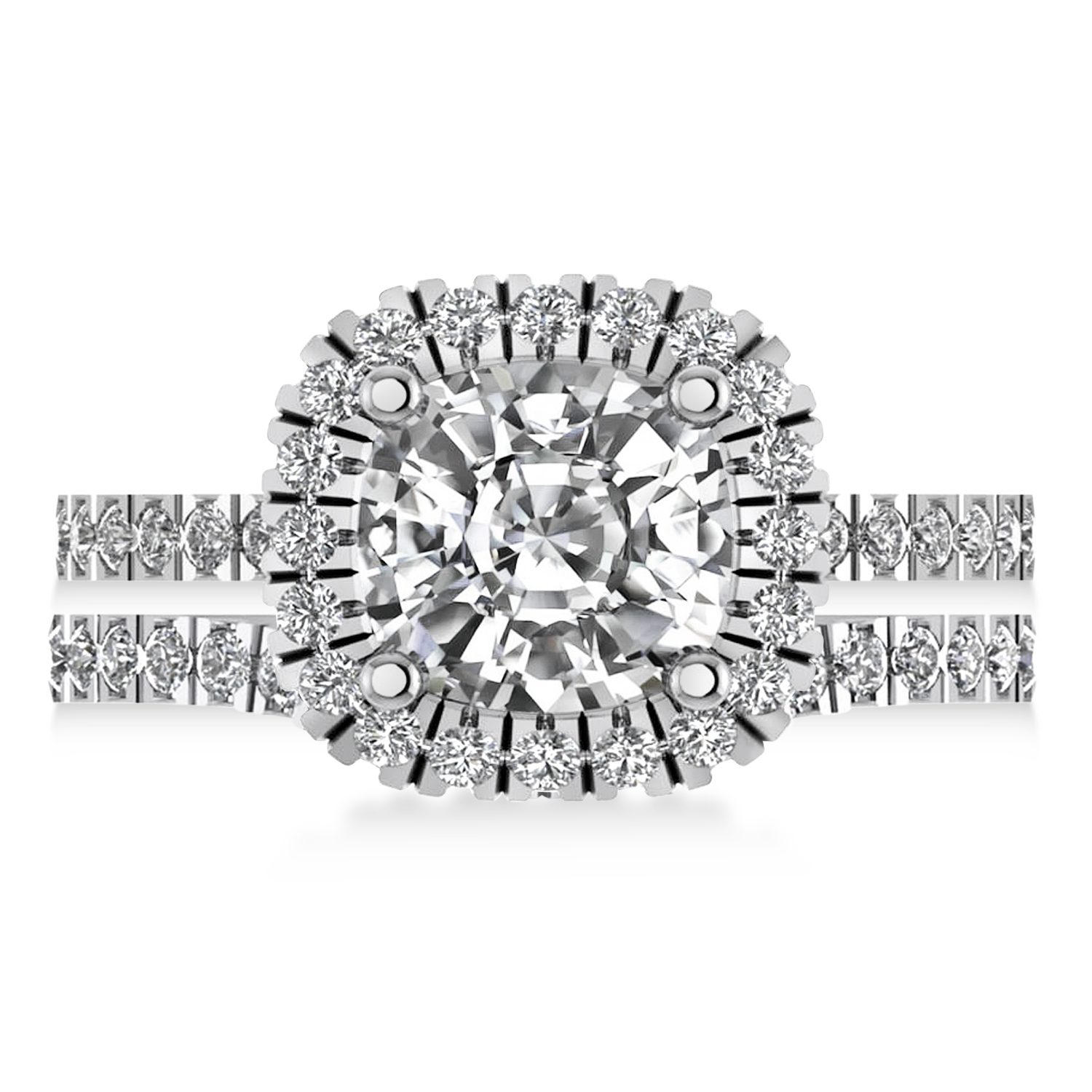 Diamond Cushion-Cut Halo Bridal Set 14k White Gold (2.82ct)