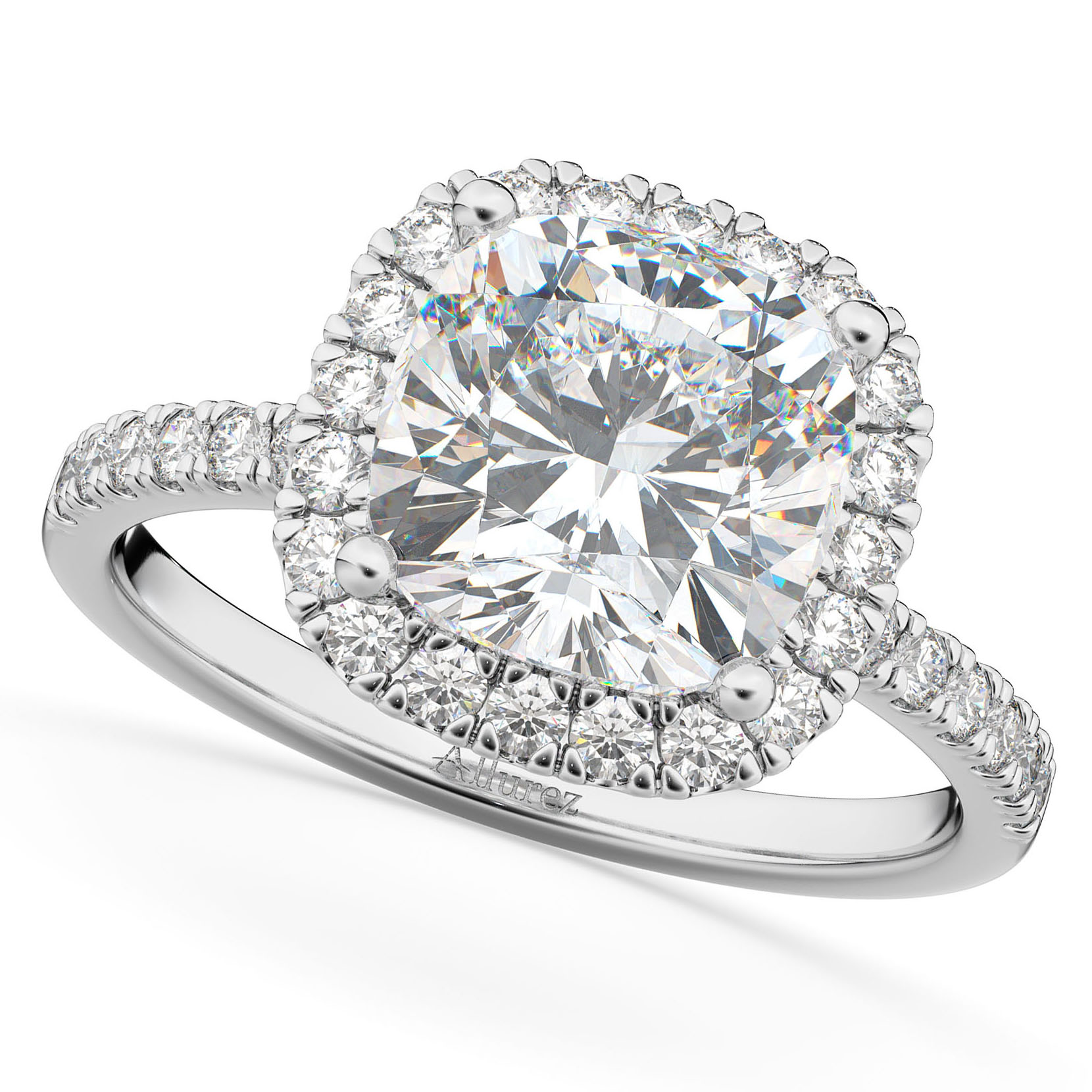 Diamond Cushion-Cut Halo Bridal Set 14k White Gold (2.82ct)