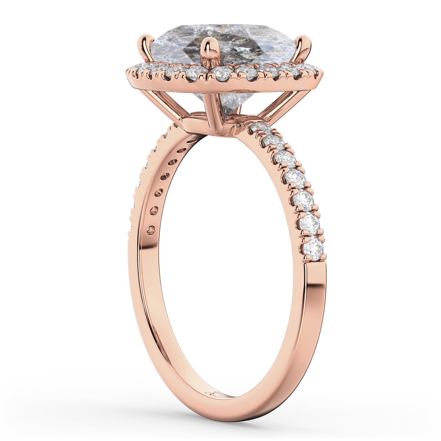 Cushion Cut Salt & Pepper Diamond Engagement Ring 14k Rose Gold (2.55ct)