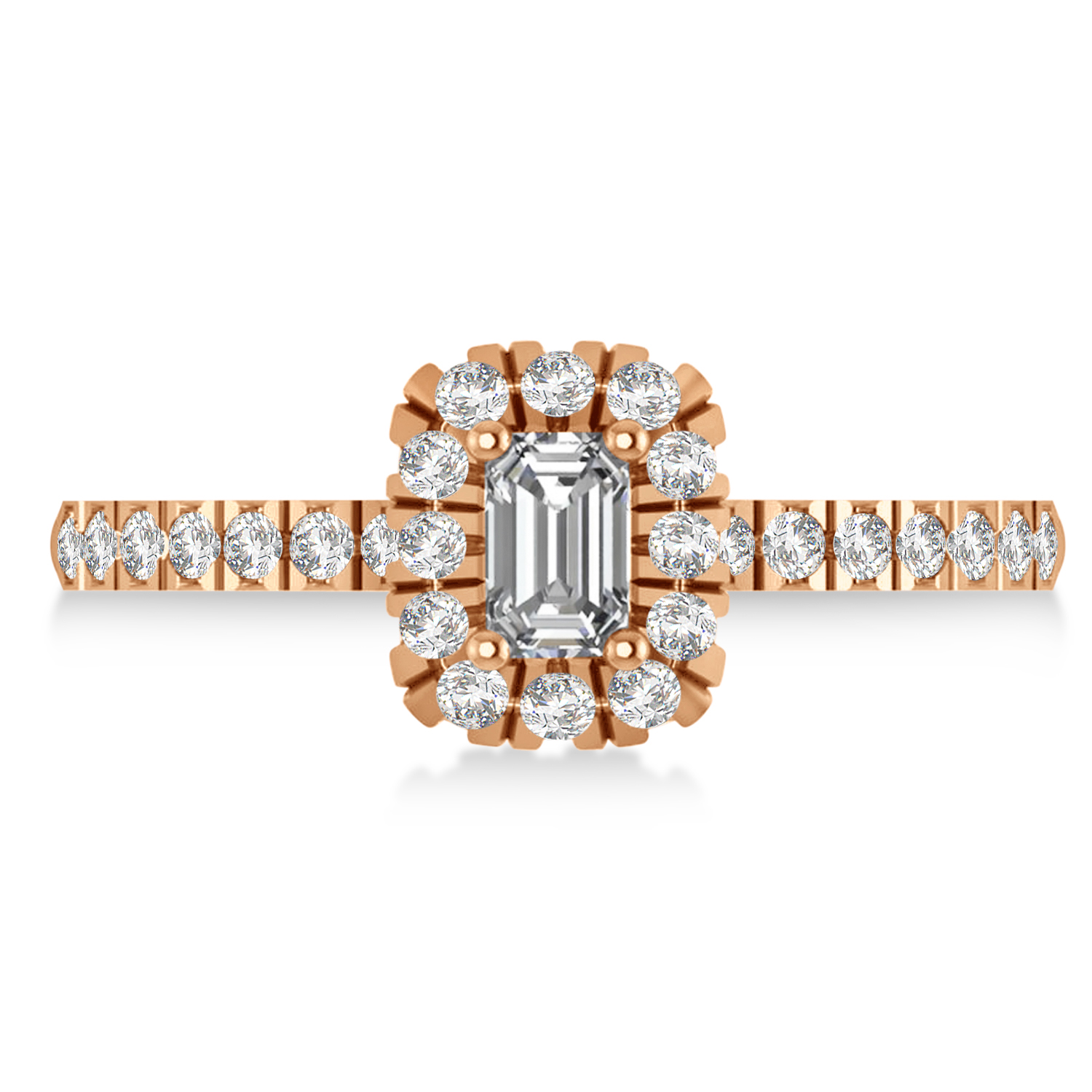 Emerald Lab Grown Diamond Halo Engagement Ring 14k Rose Gold (0.68ct)