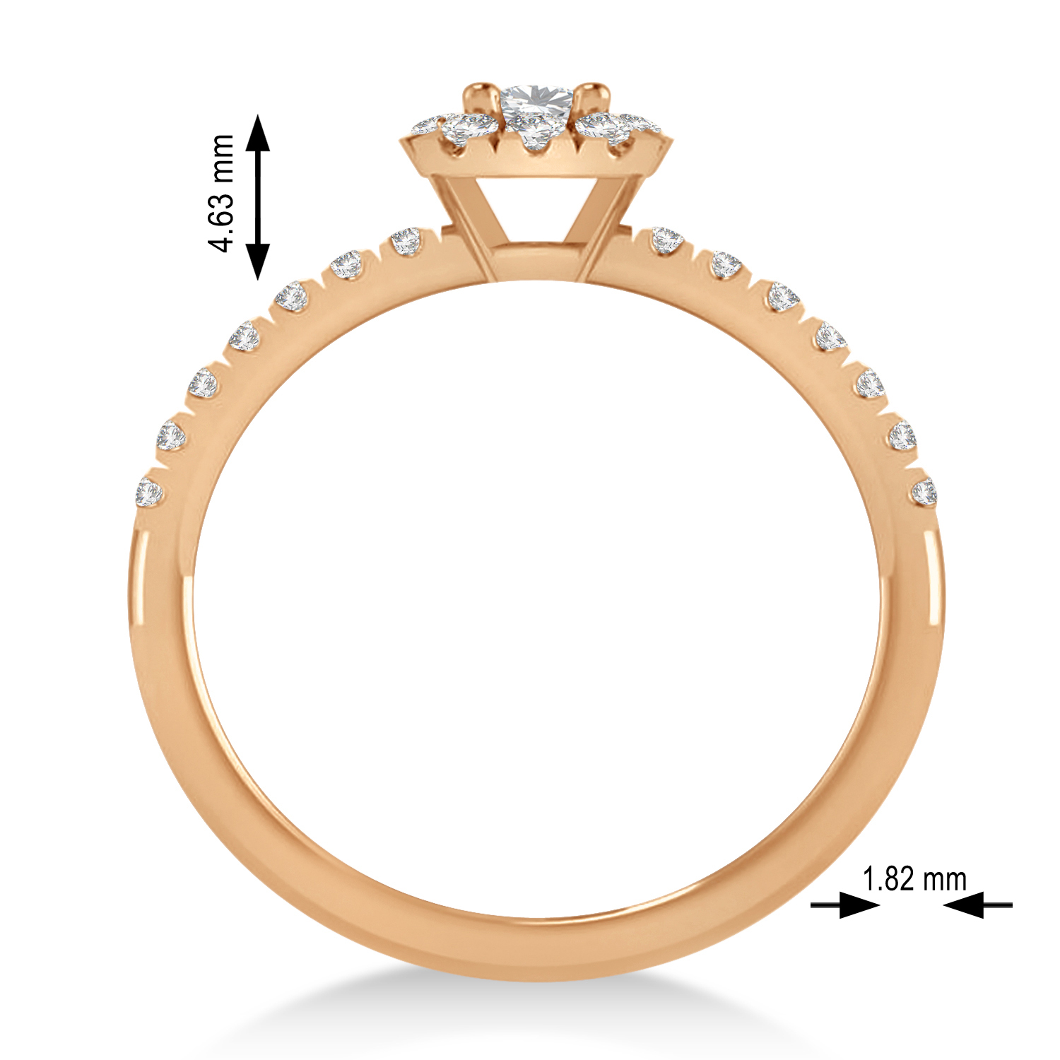 Emerald Moissanite & Diamond Halo Engagement Ring 14k Rose Gold (0.68ct)