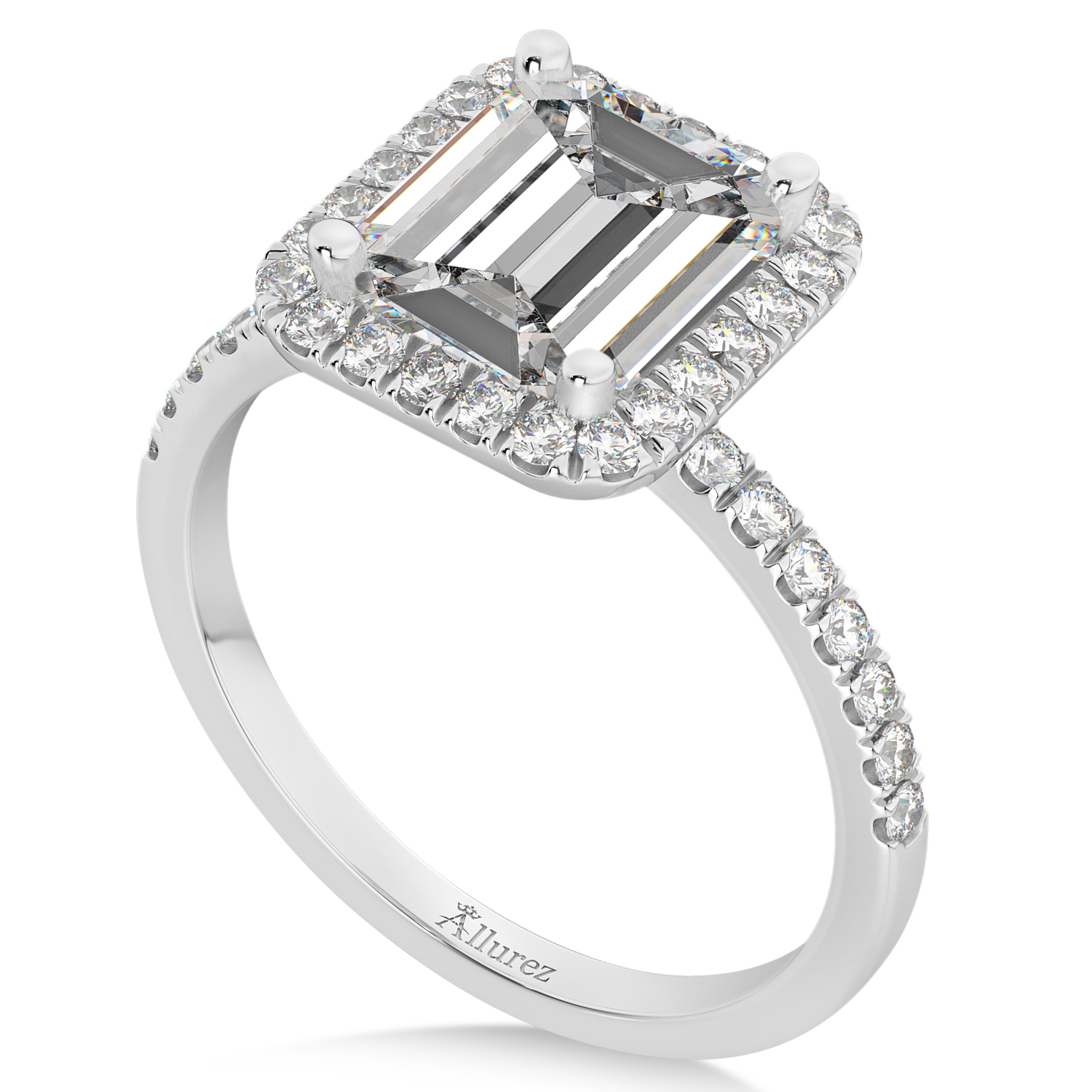 Emerald Cut Lab Diamond Engagement 14k White Gold (3.32 ct)