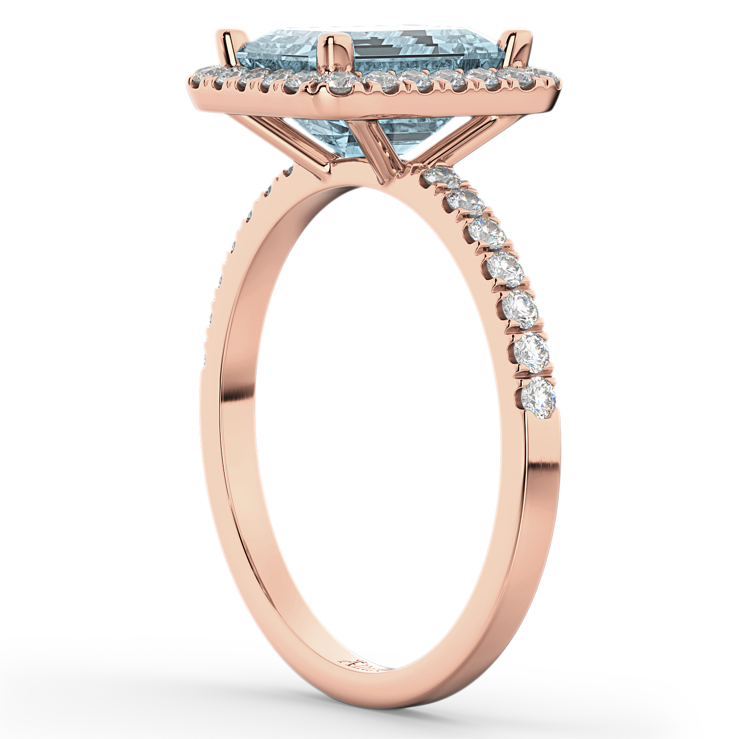 Aquamarine & Diamond Engagement Ring 18k Rose Gold (3.32ct)
