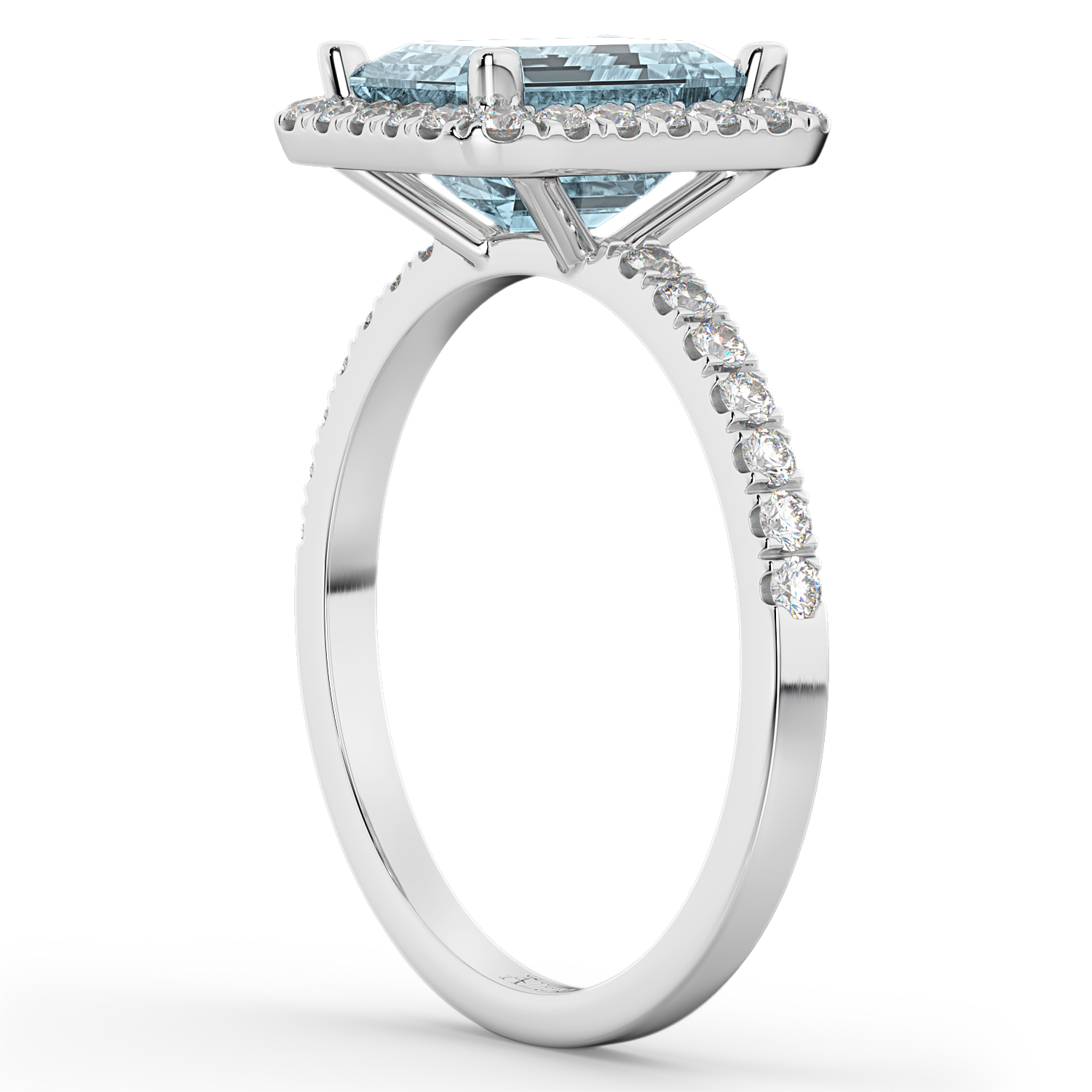 Aquamarine & Diamond Engagement Ring 18k White Gold (3.32ct)