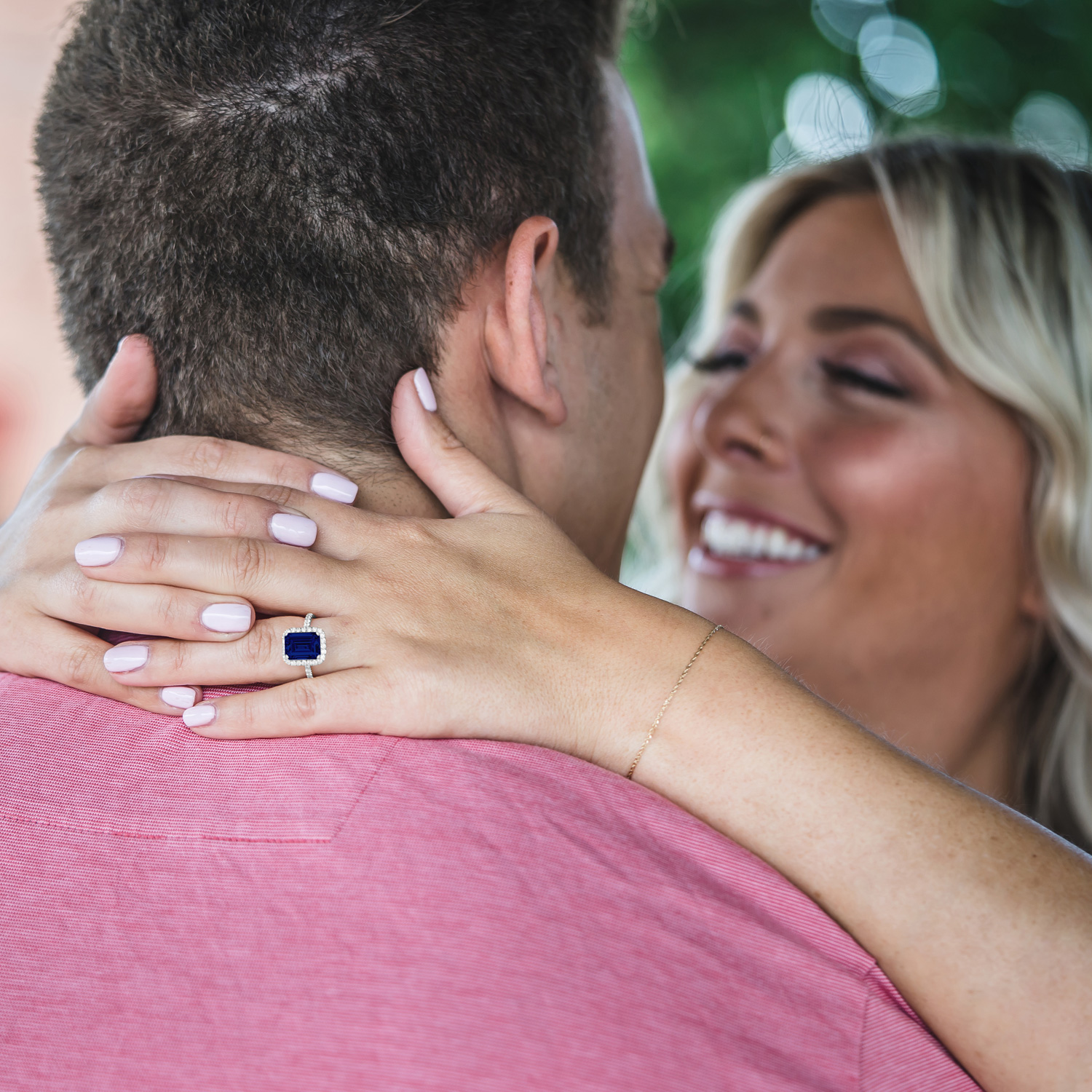Lab Blue Sapphire & Lab Grown Diamond Engagement Ring 14k White Gold (3.32ct)