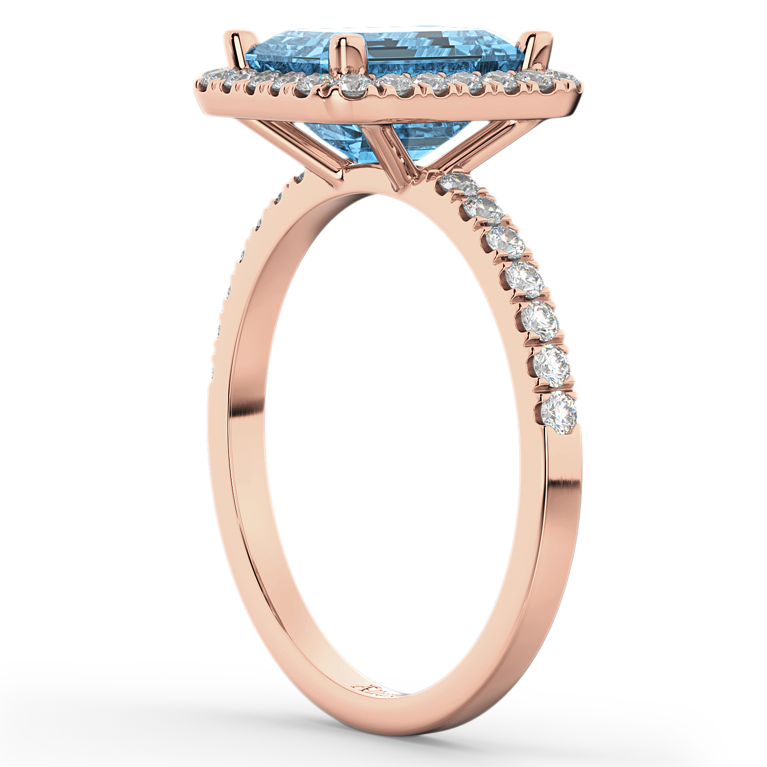 Lab Blue Topaz & Diamond Engagement Ring 14k Rose Gold (3.32ct)