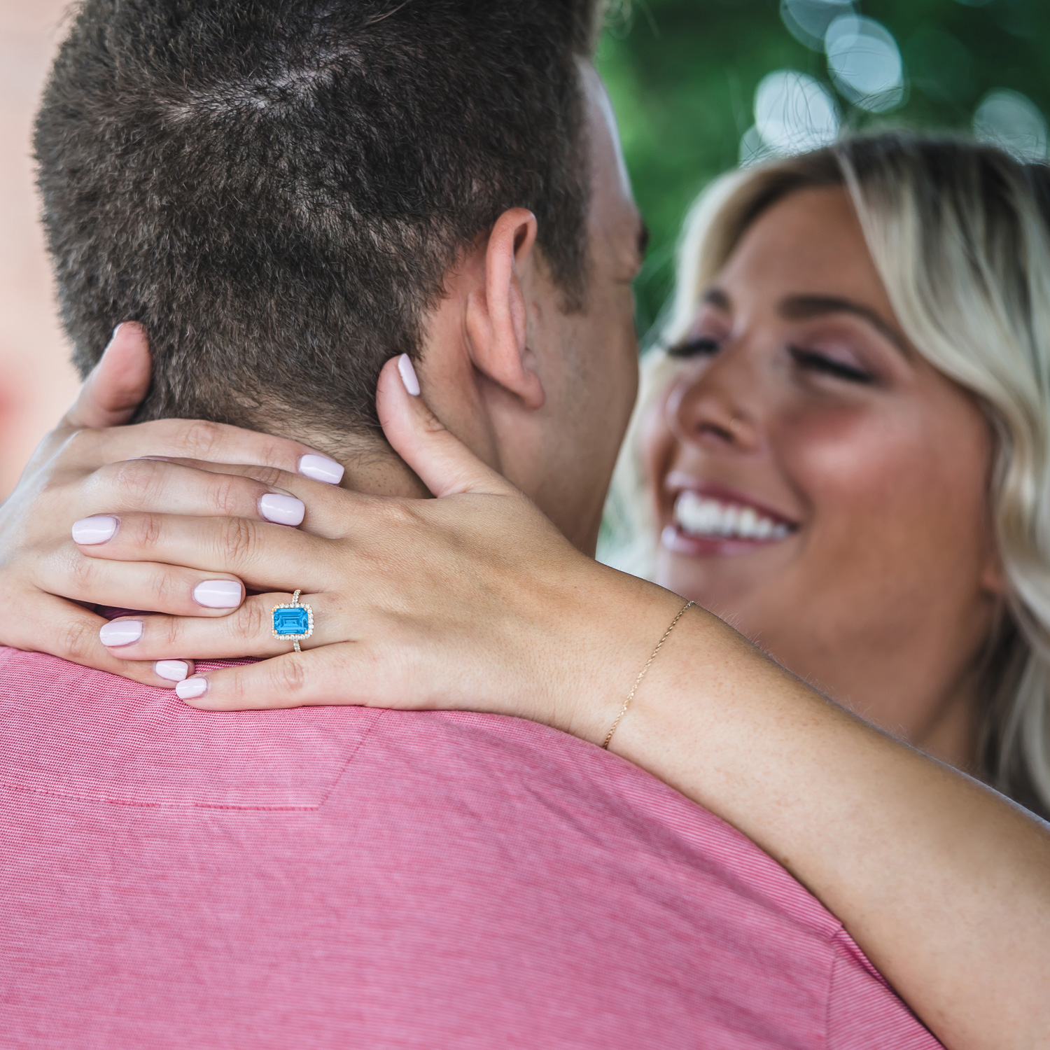 Lab Blue Topaz & Diamond Engagement Ring 14k Rose Gold (3.32ct)