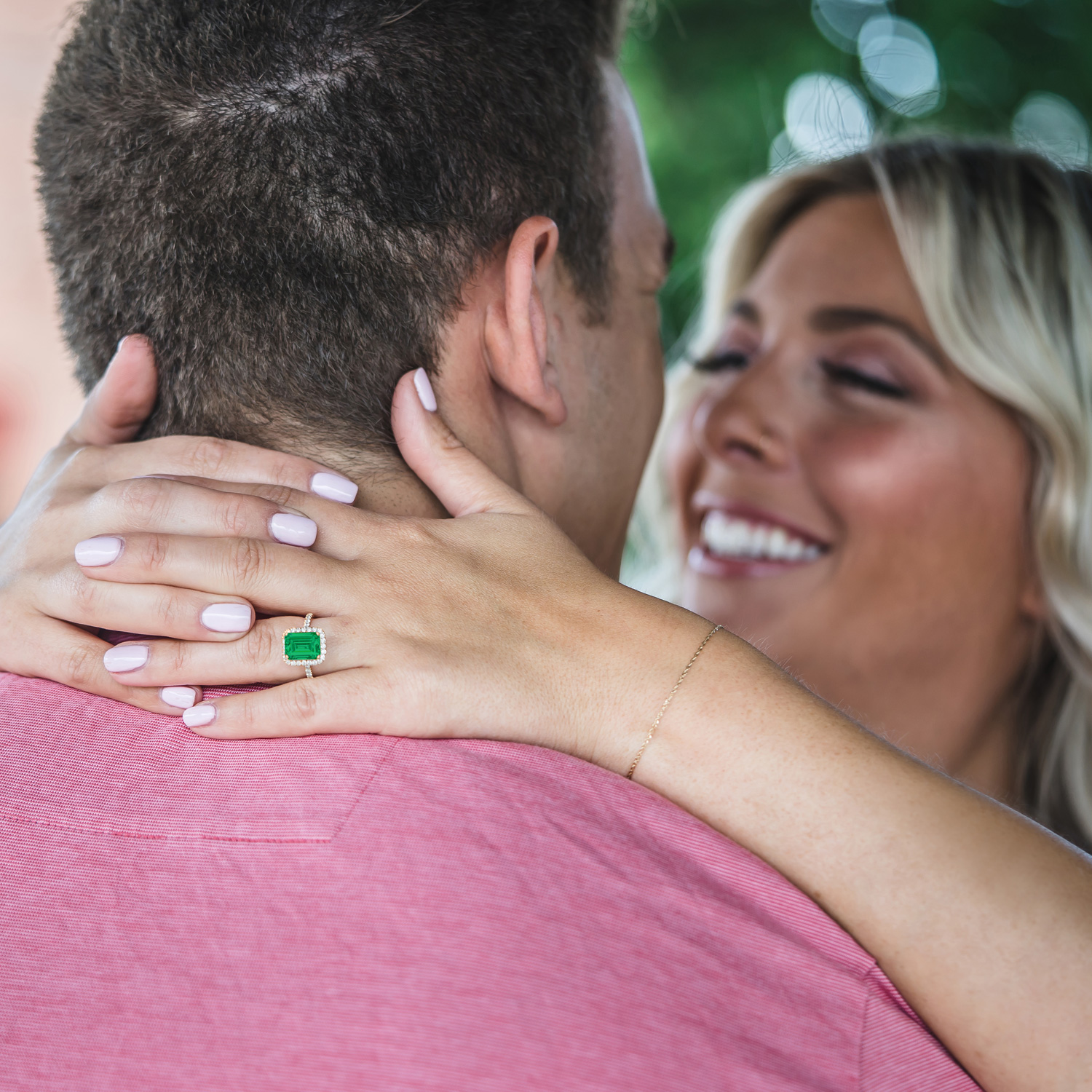 Lab Emerald & Lab Grown Diamond Engagement Ring 14k Rose Gold (3.32ct)