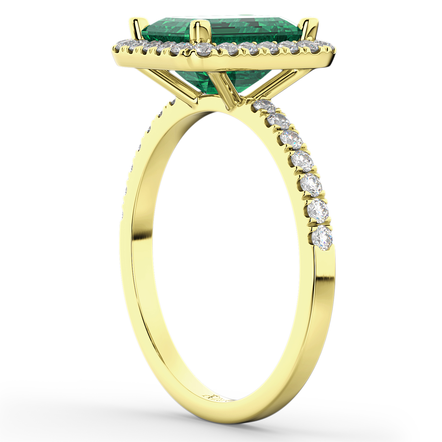 Emerald & Diamond Engagement Ring 14k Yellow Gold (3.32ct)