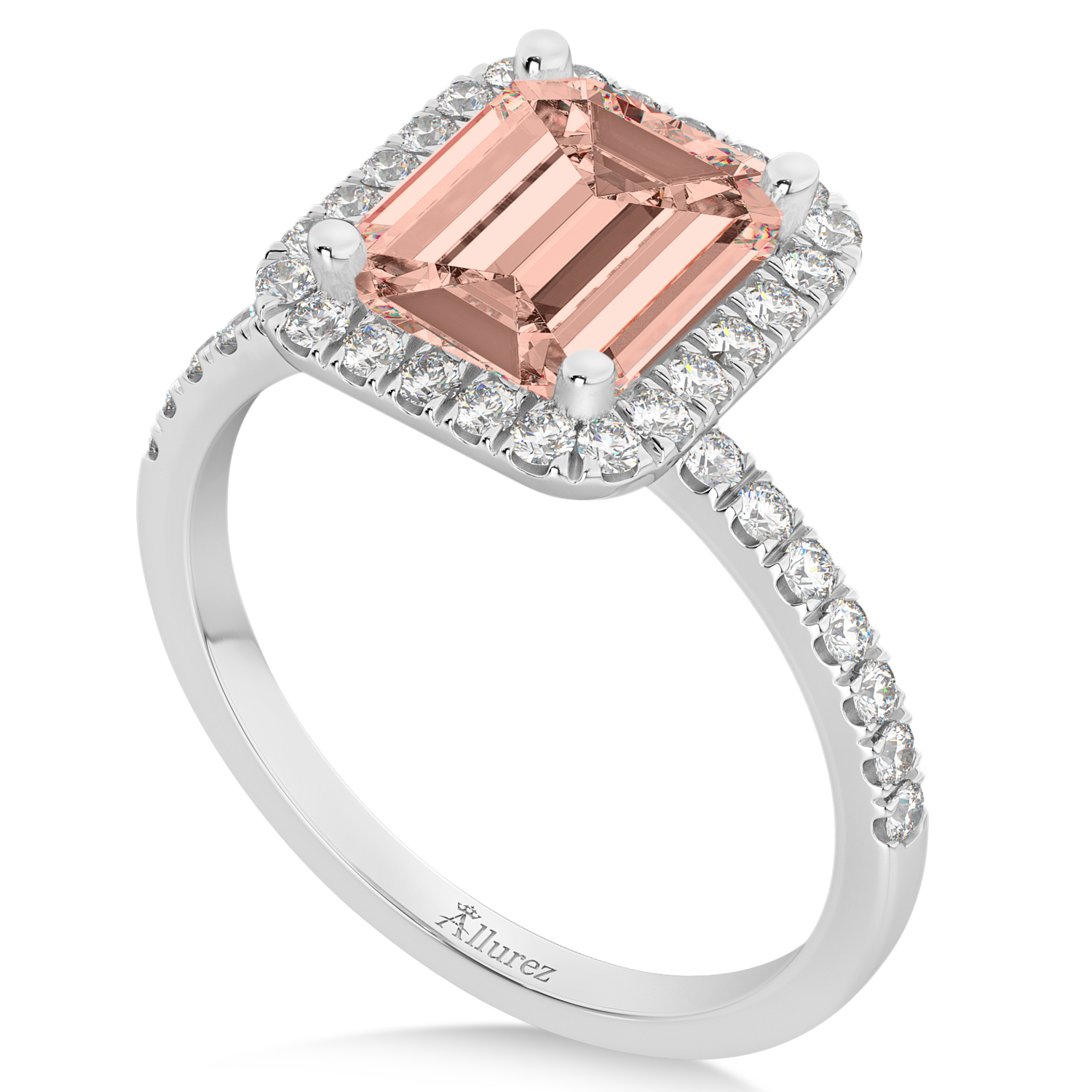 Morganite & Diamond Engagement 14k White Gold (3.32 ct)