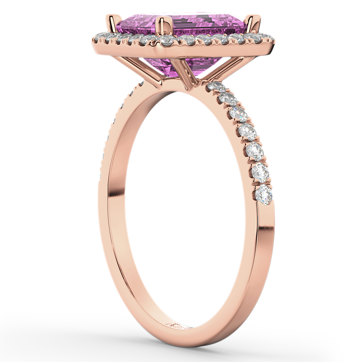 Lab Pink Sapphire & Lab Grown Diamond Engagement Ring 14k Rose Gold (3.32ct)