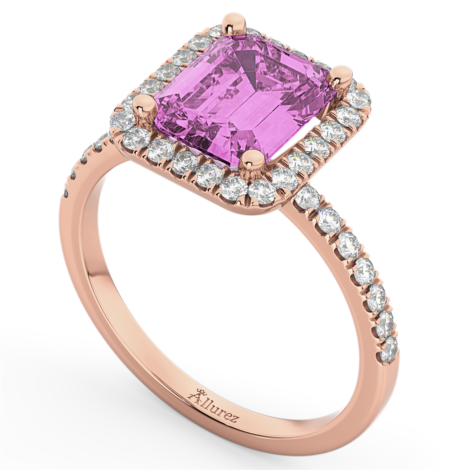 Lab Pink Sapphire & Lab Grown Diamond Engagement Ring 14k Rose Gold (3.32ct)