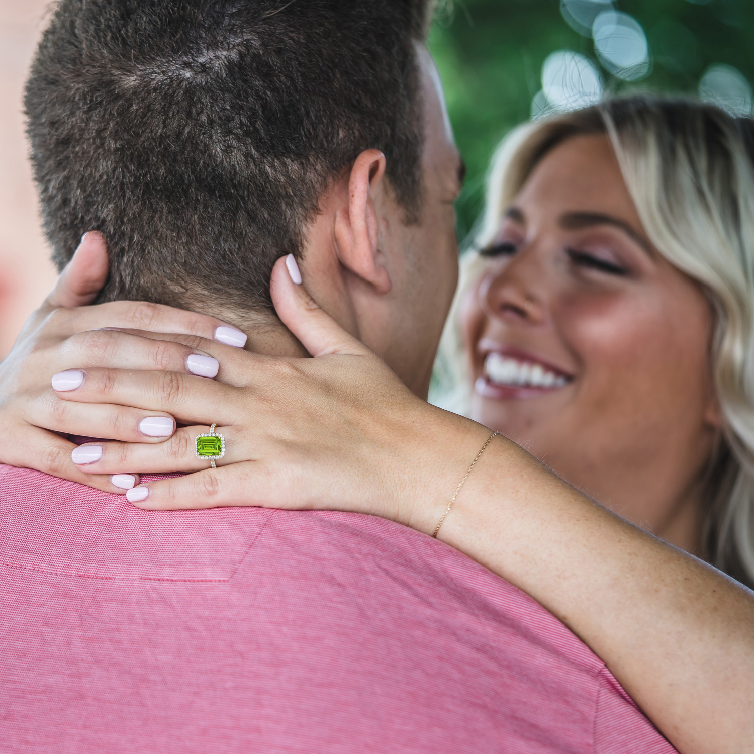 Emerald-Cut Peridot & Diamond Engagement Ring 14k Yellow Gold (3.32ct)