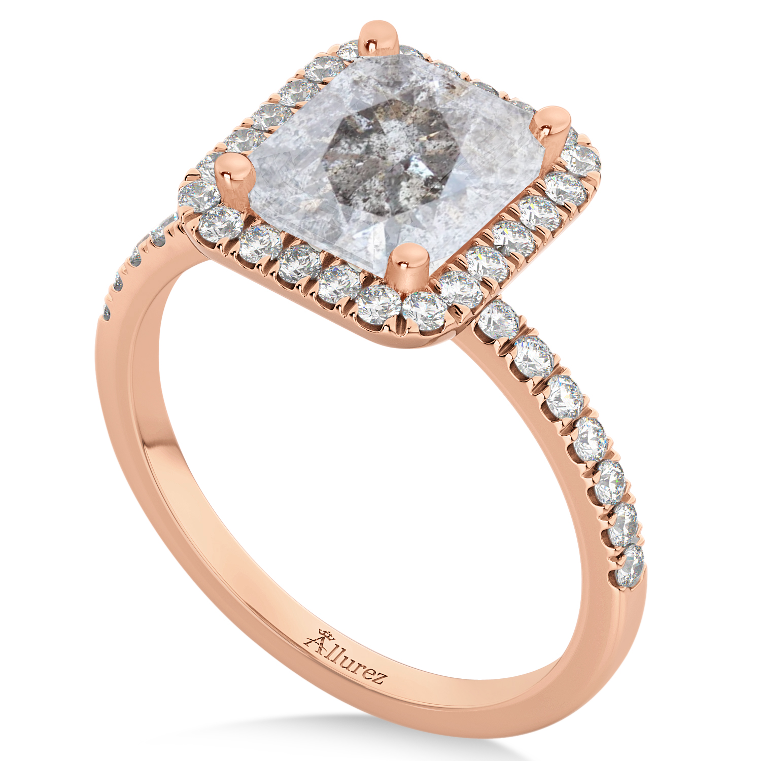 Salt & Pepper Diamond & Diamond Engagement 14k Rose Gold (3.32 ct)
