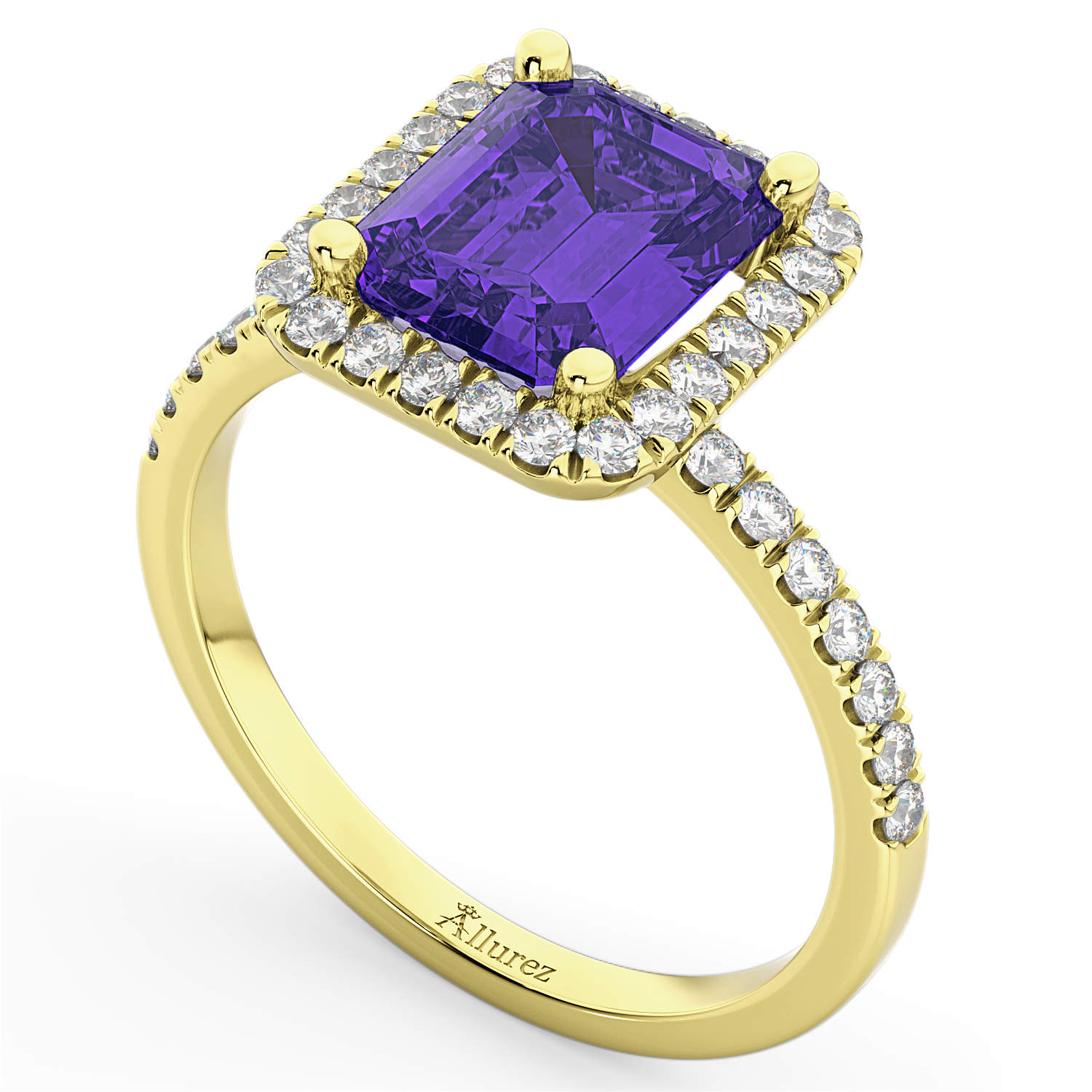 EmeraldCut Tanzanite & Diamond Engagement Ring 14k Yellow Gold 3.32ct
