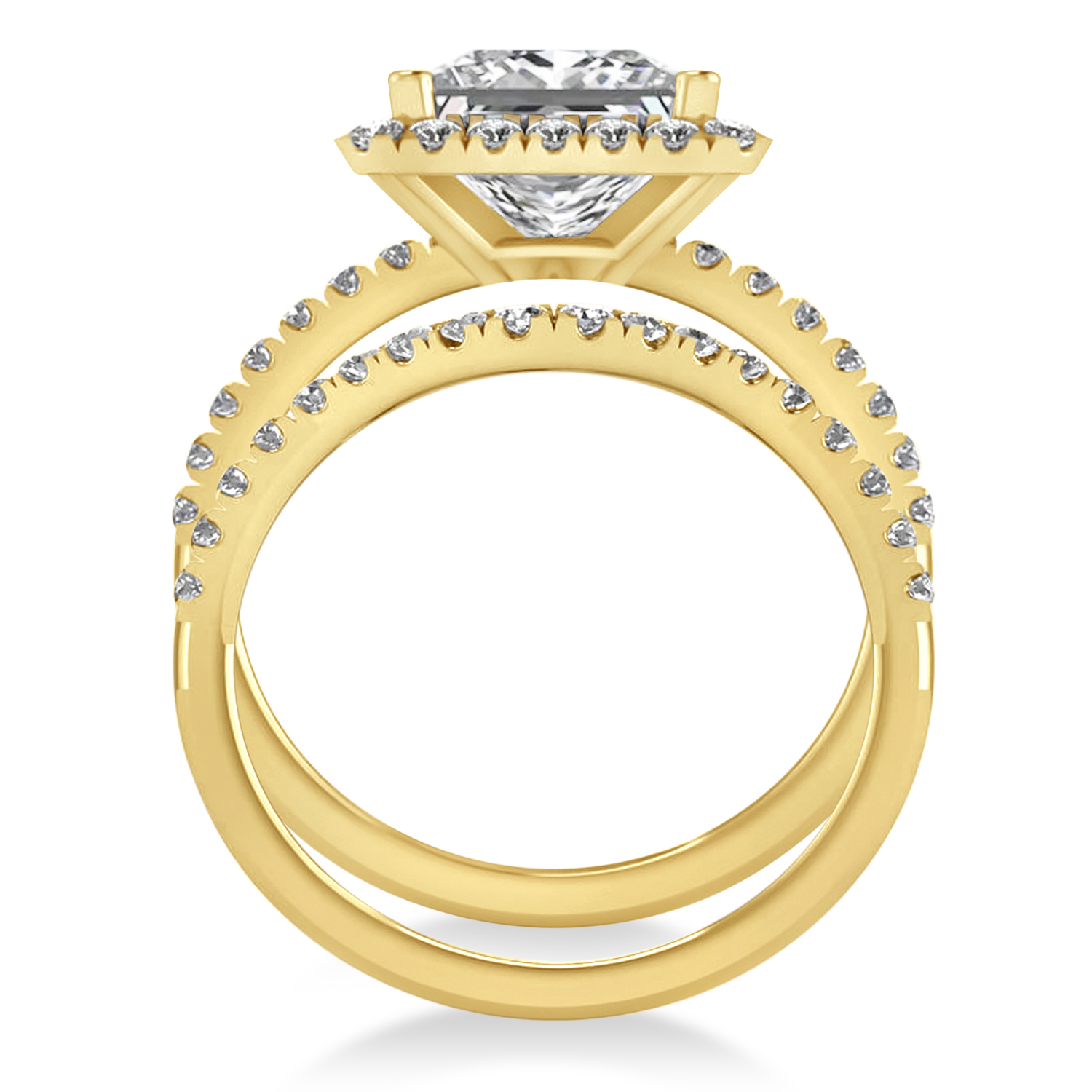 Diamond Princess-Cut Halo Bridal Set 14k Yellow Gold (3.85ct)