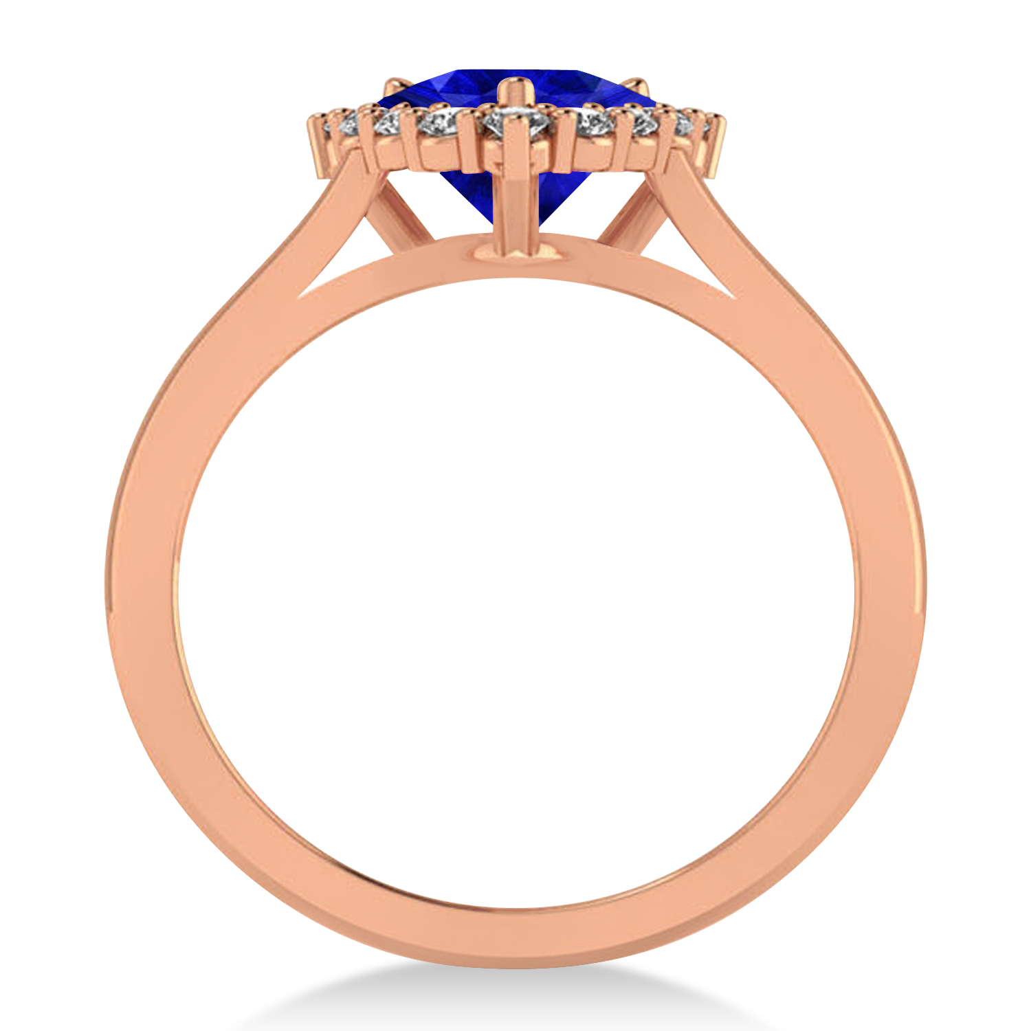 Diamond & Blue Sapphire Trillion Cut Ring 14k Rose Gold (1.78ct)