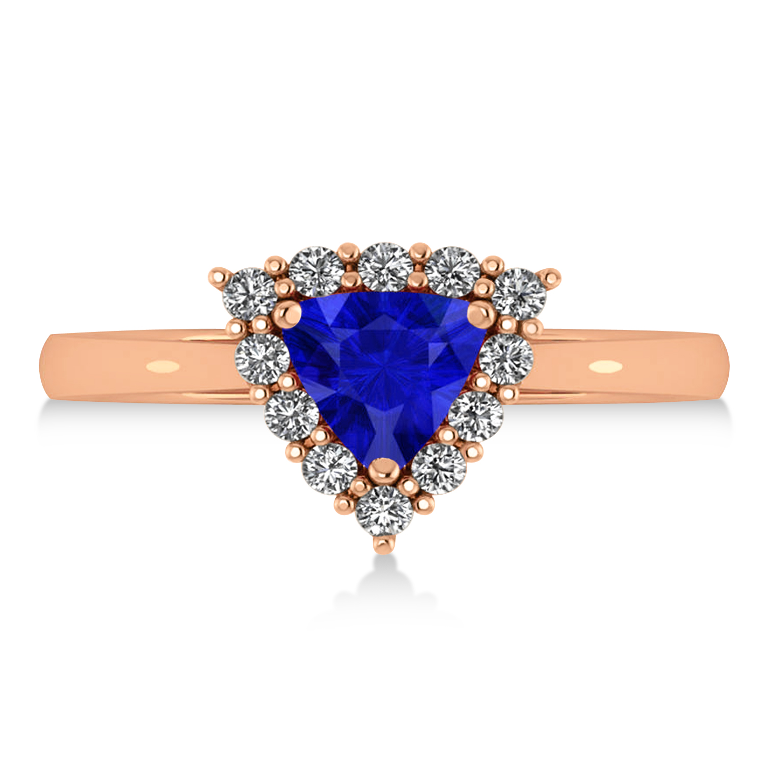 Diamond & Blue Sapphire Trillion Cut Ring 14k Rose Gold (1.78ct)