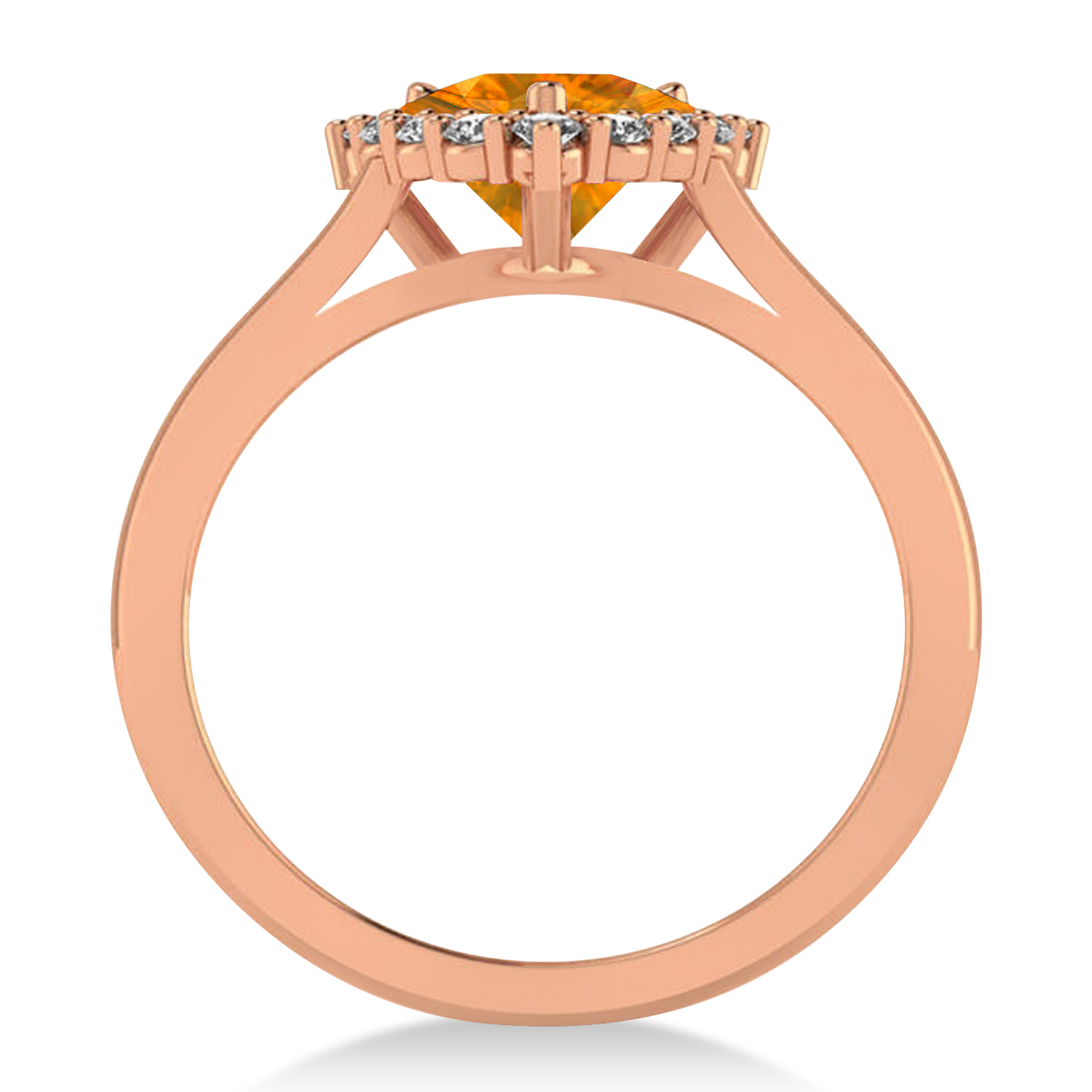 Diamond & Citrine Trillion Cut Ring 14k Rose Gold (1.26ct)