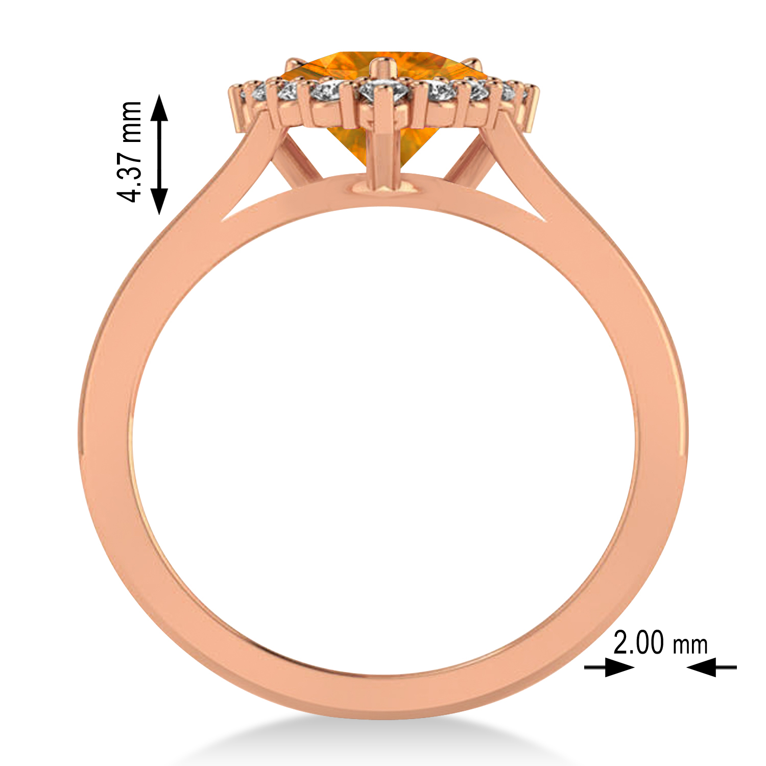 Diamond & Citrine Trillion Cut Ring 14k Rose Gold (1.26ct)