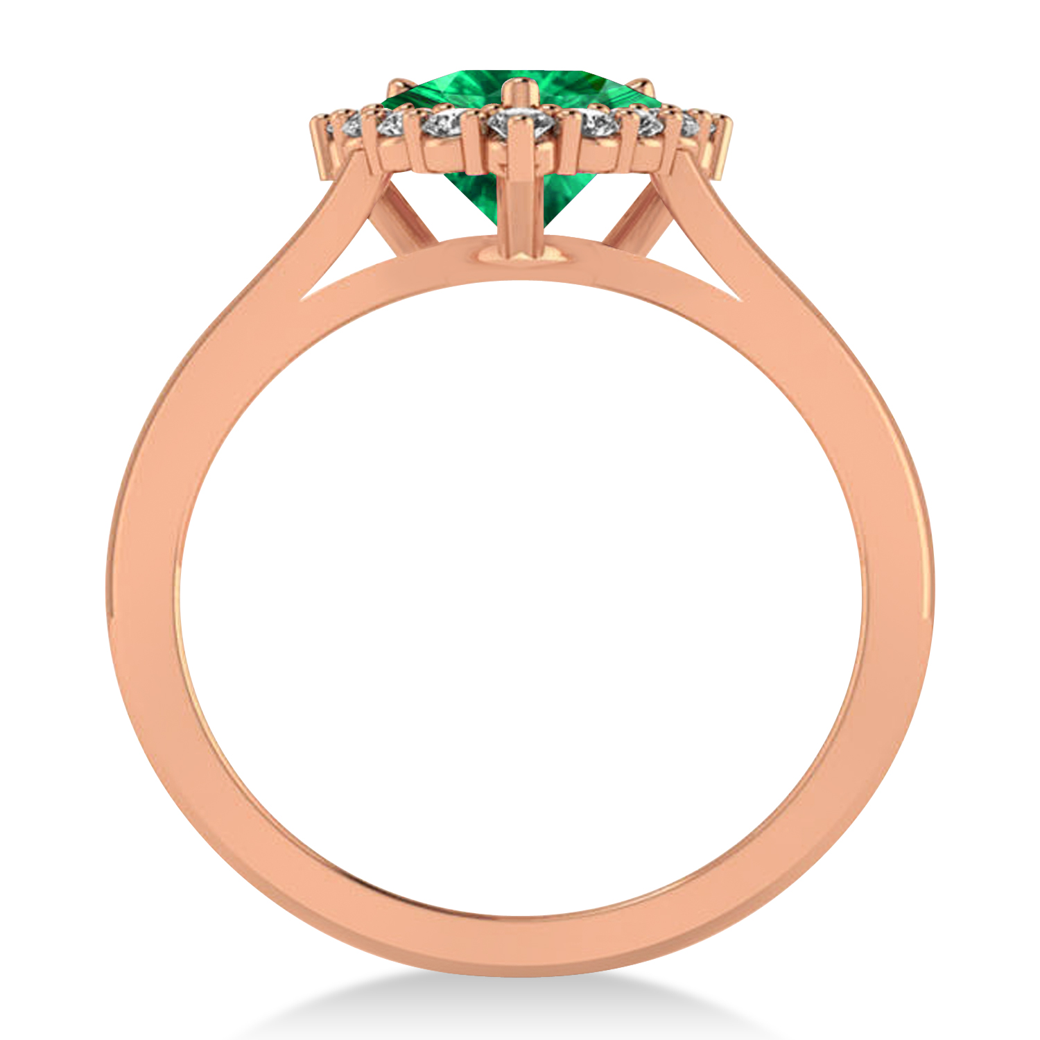 Diamond & Emerald Trillion Cut Ring 14k Rose Gold (1.28ct)