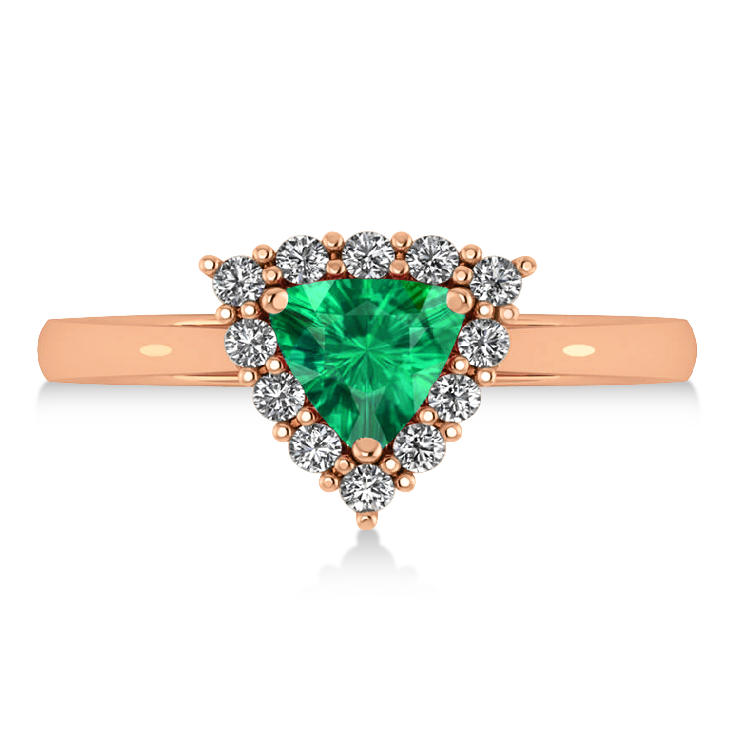 Diamond & Emerald Trillion Cut Ring 14k Rose Gold (1.28ct)
