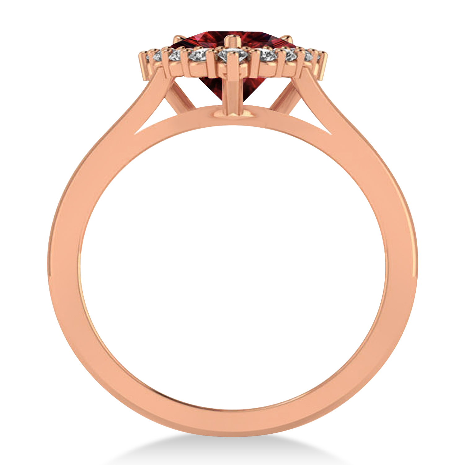 Diamond & Garnet Trillion Cut Ring 14k Rose Gold (1.7ct)