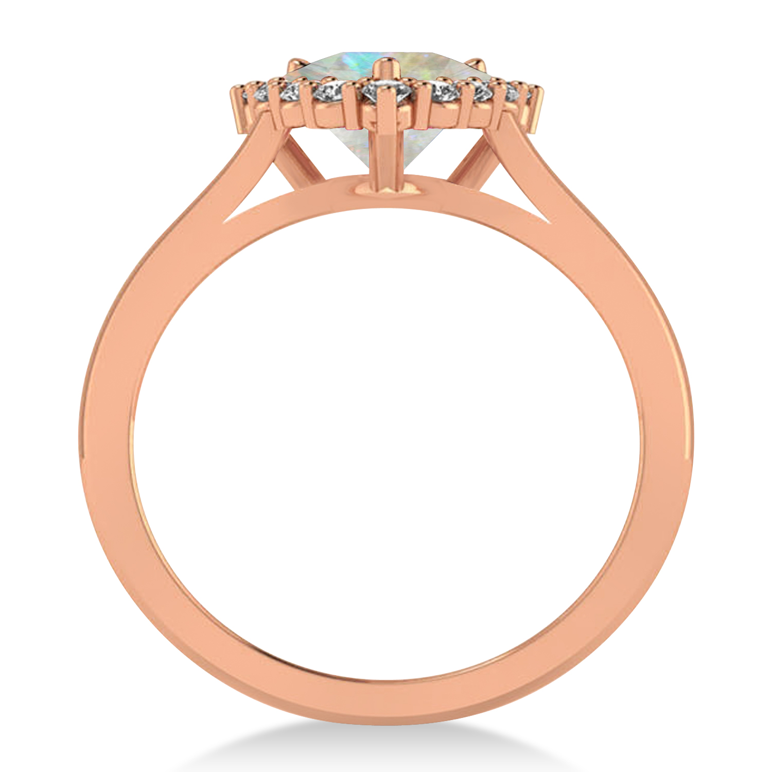 Diamond & Opal Trillion Cut Ring 14k Rose Gold (1.24ct)