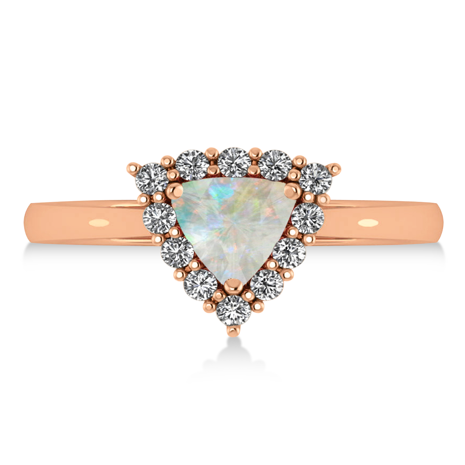 Diamond & Opal Trillion Cut Ring 14k Rose Gold (1.24ct)