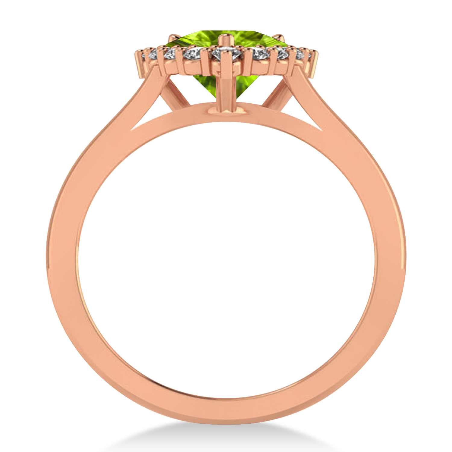 Diamond & Peridot Trillion Cut Ring 14k Rose Gold (1.53ct)