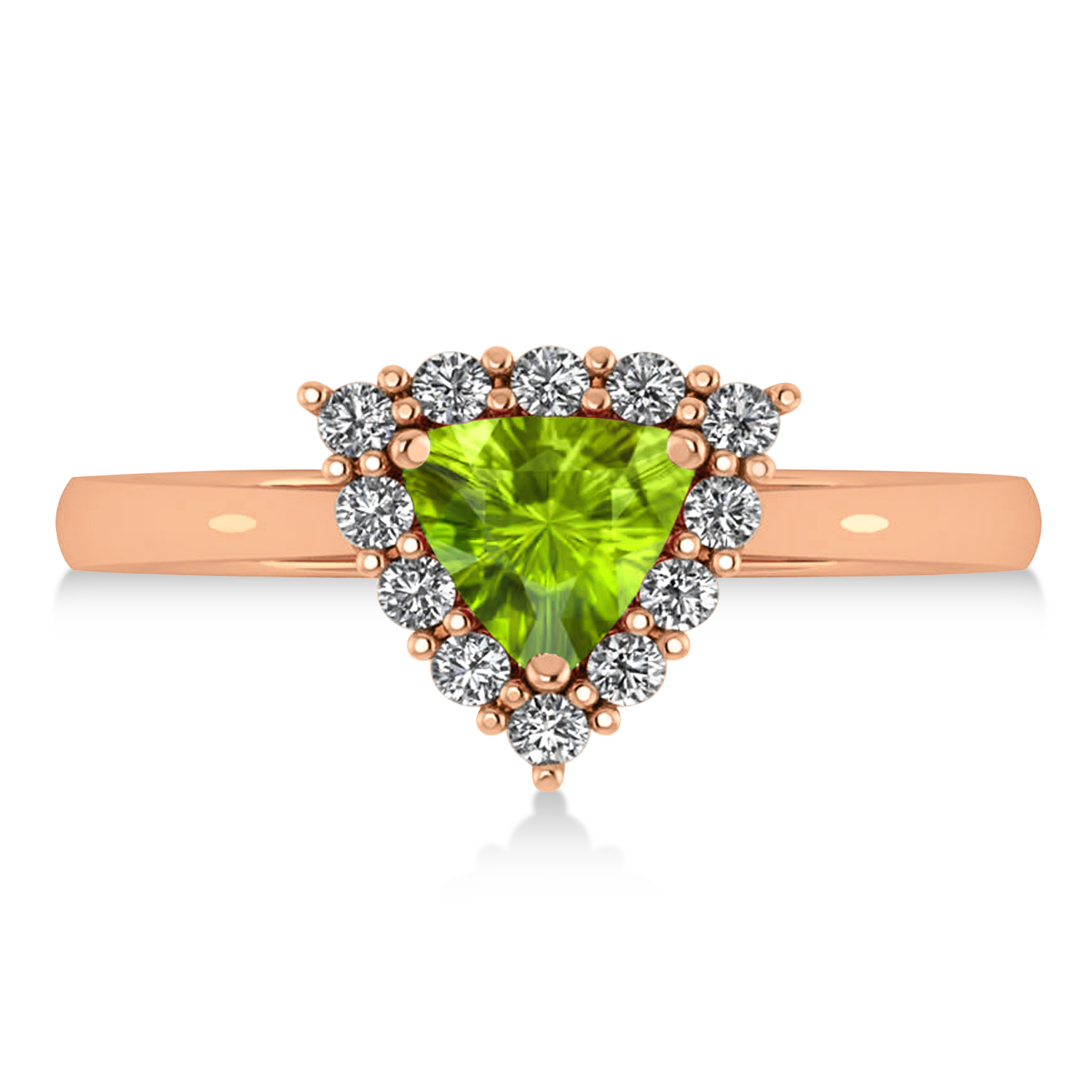 Diamond & Peridot Trillion Cut Ring 14k Rose Gold (1.53ct)