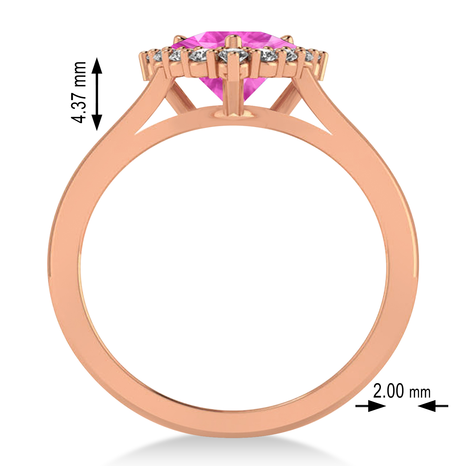 Diamond & Pink Sapphire Trillion Cut Ring 14k Rose Gold (1.78ct)