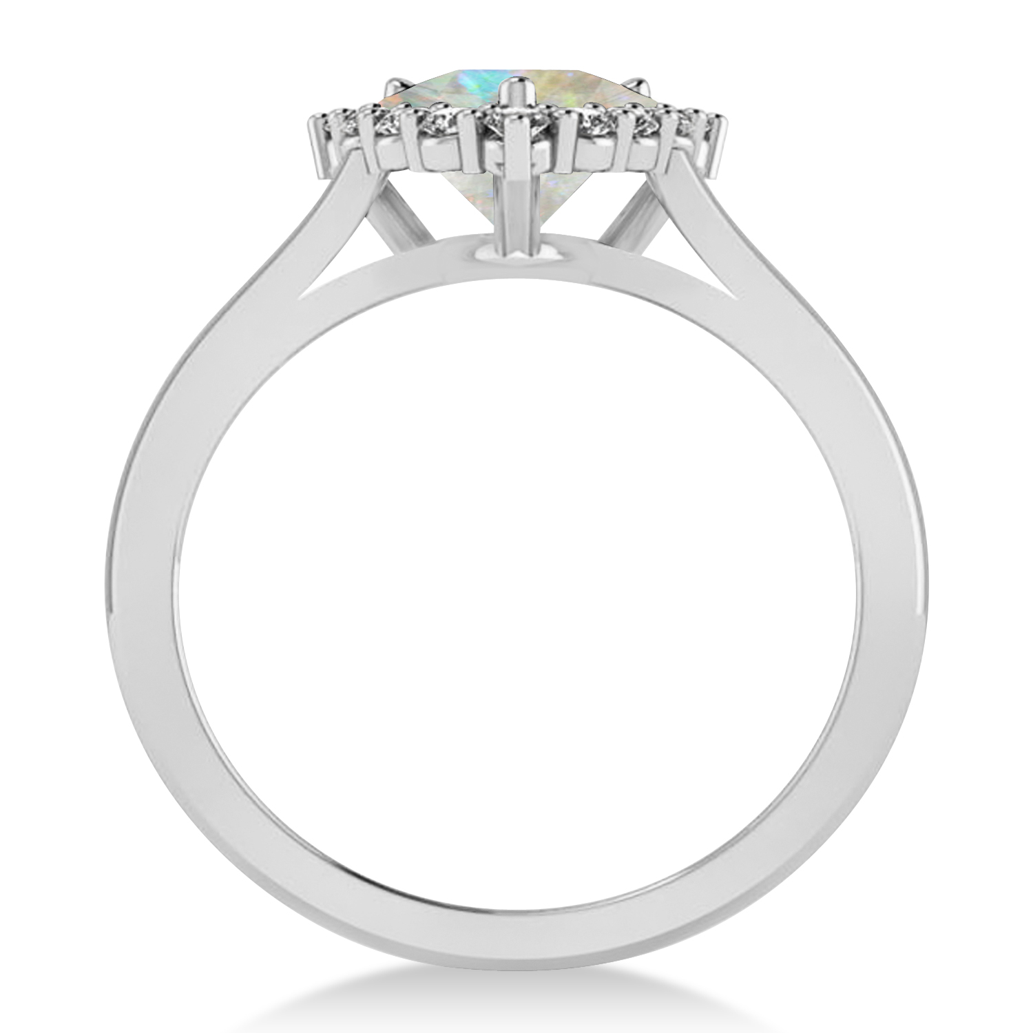 Diamond & Opal Trillion Cut Ring 14k White Gold (1.24ct)