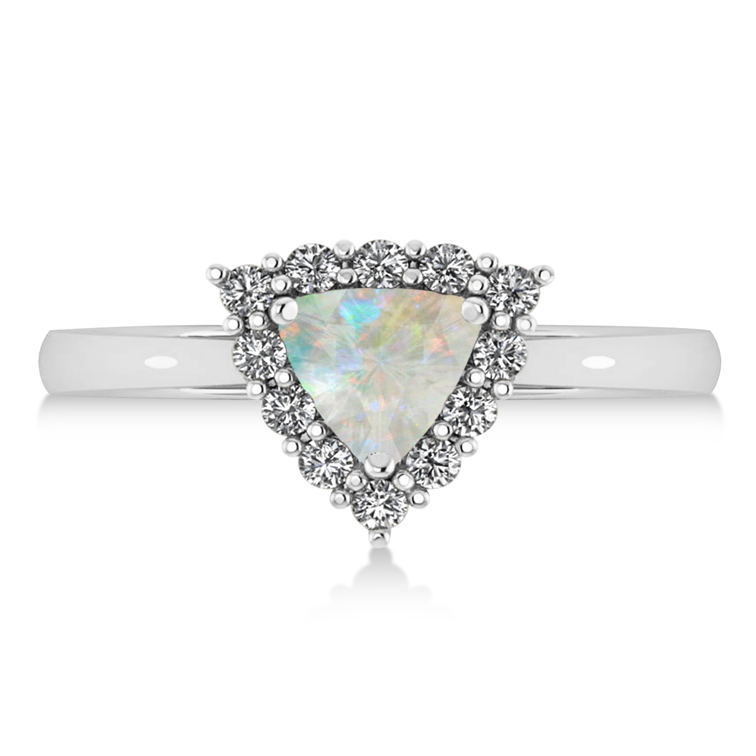Diamond & Opal Trillion Cut Ring 14k White Gold (1.24ct)